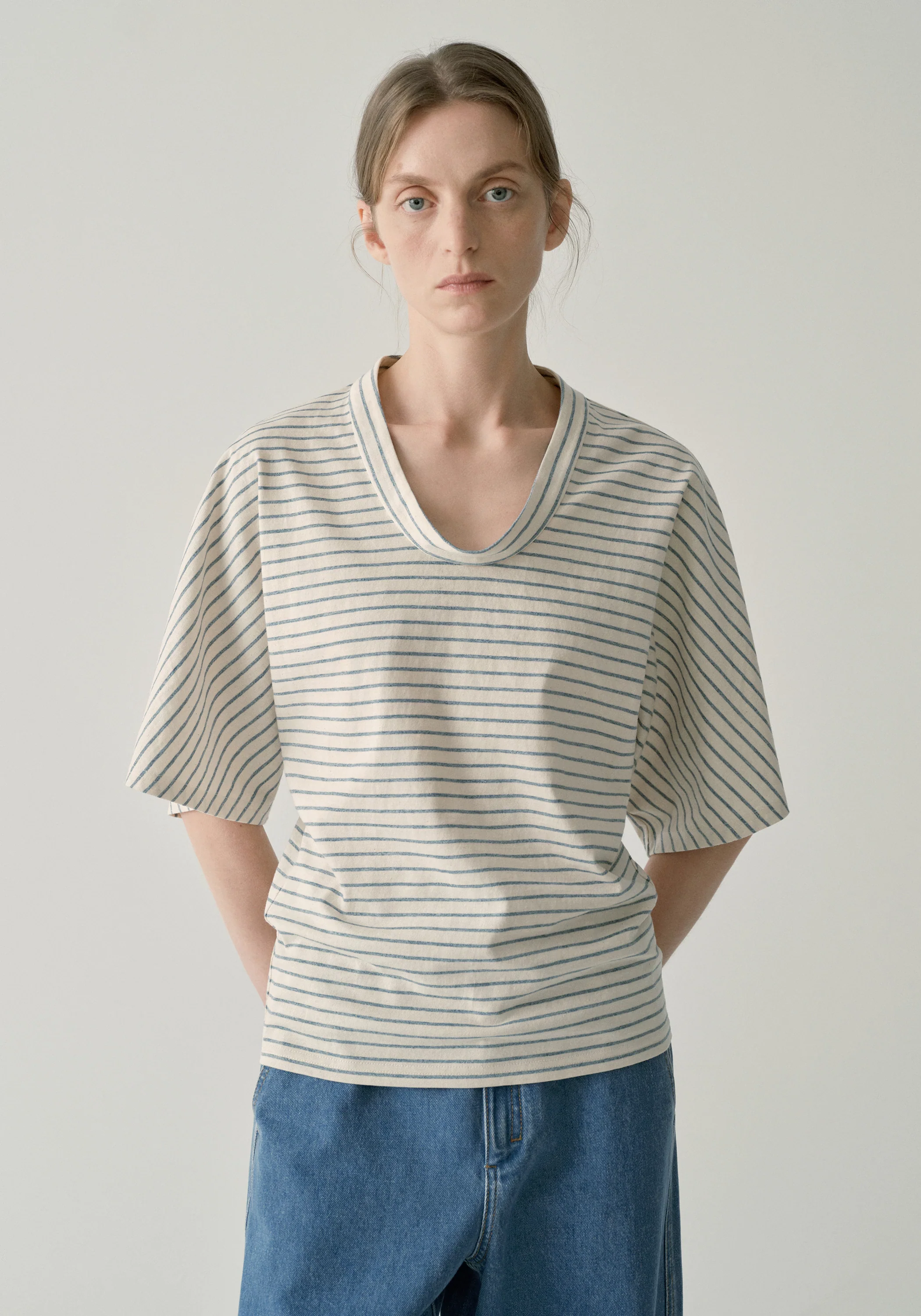 Striped U-neck T-shirt - Image 14