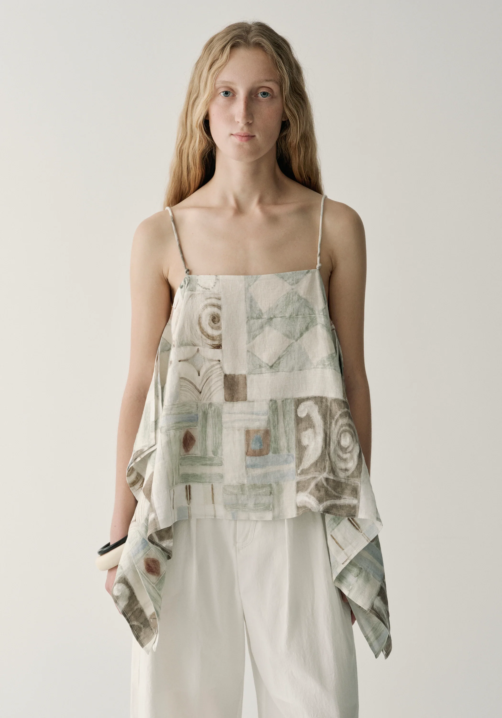 Patterned Linen Cami Top