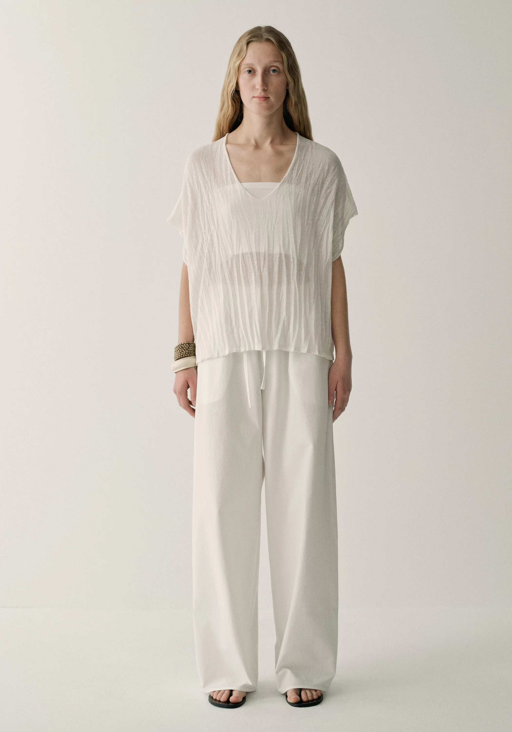 Pleated Semi-sheer Pullover - Image 3