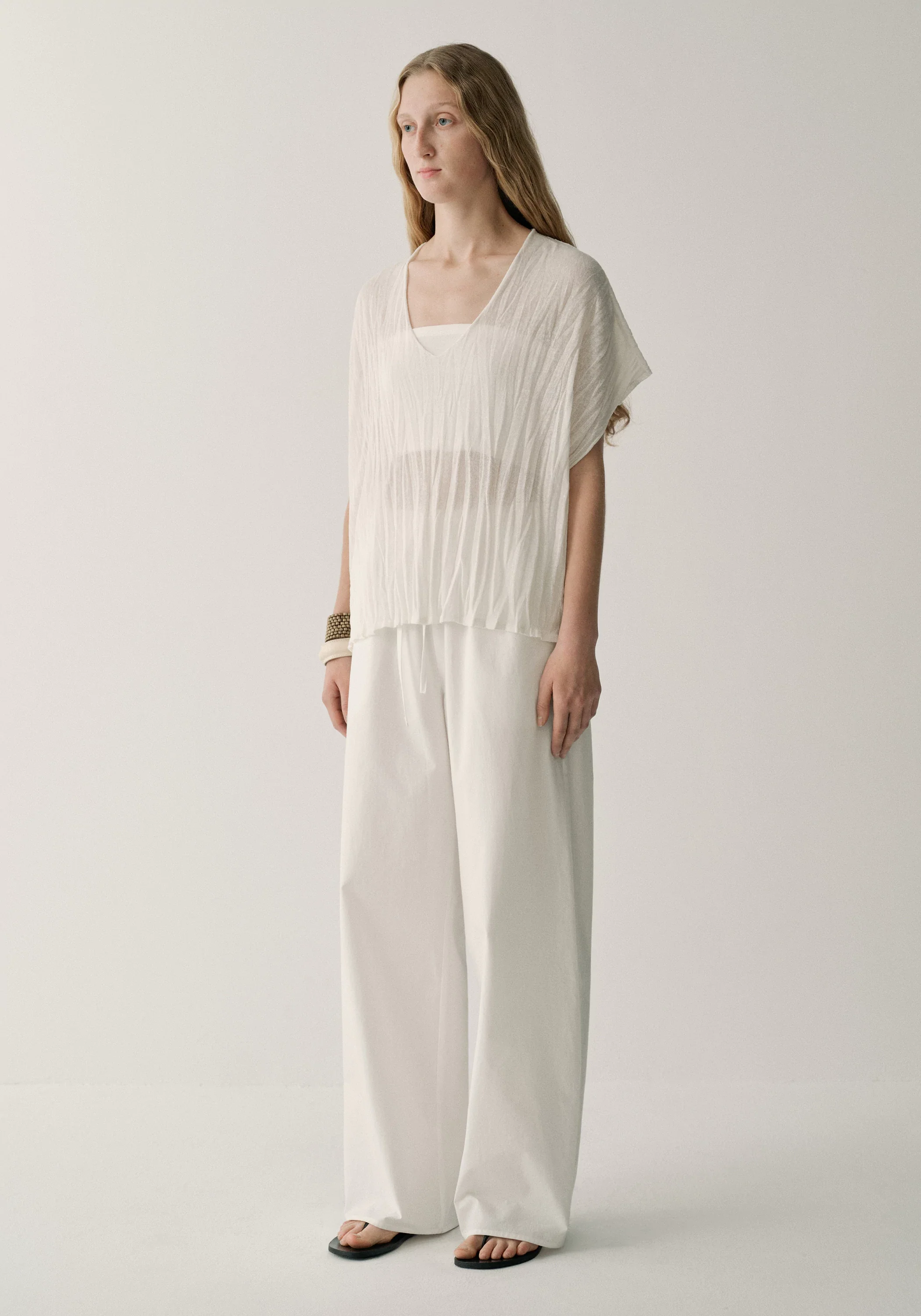 Pleated Semi-sheer Pullover - Image 4