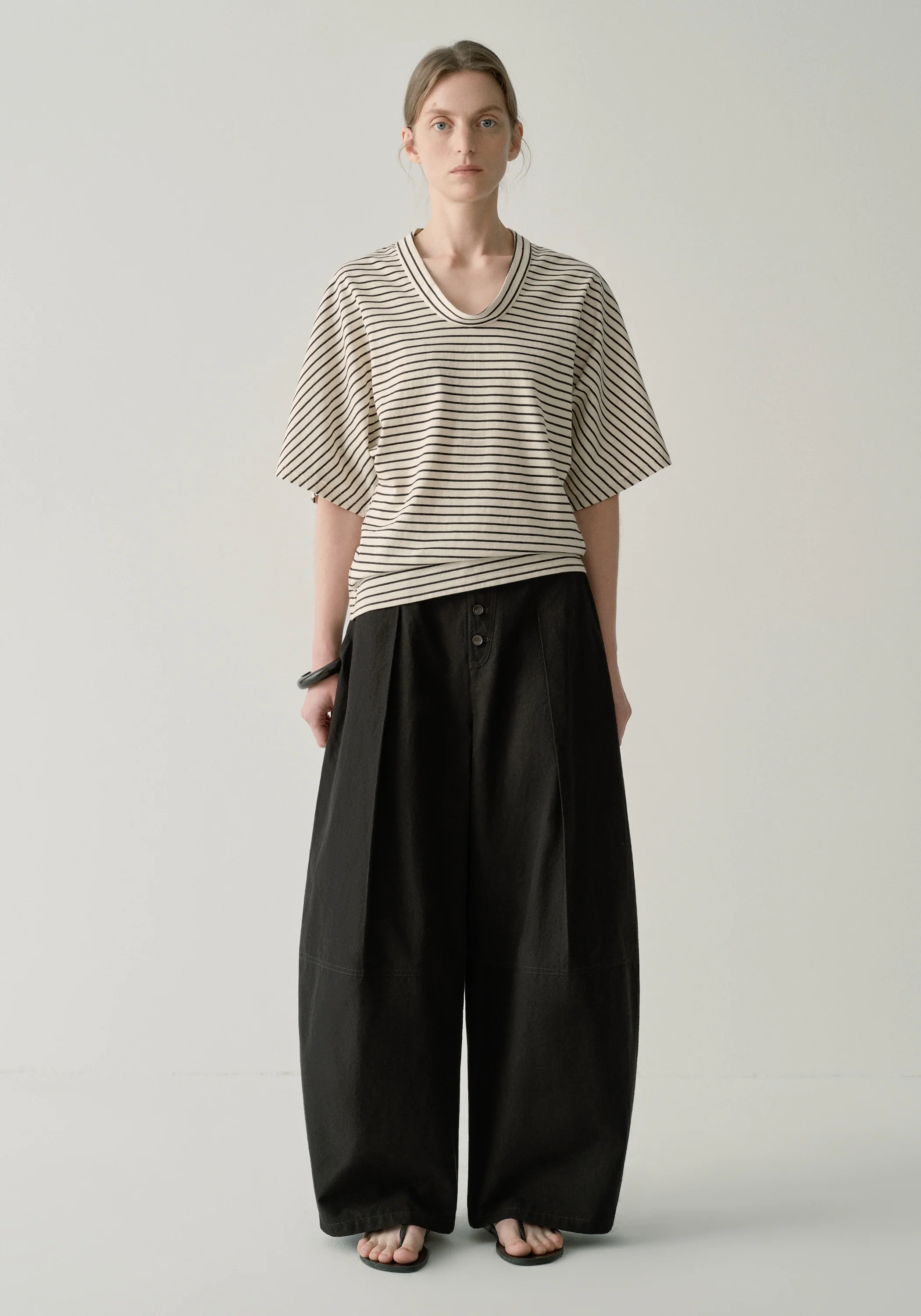 Cotton-silk Buttoned Pants