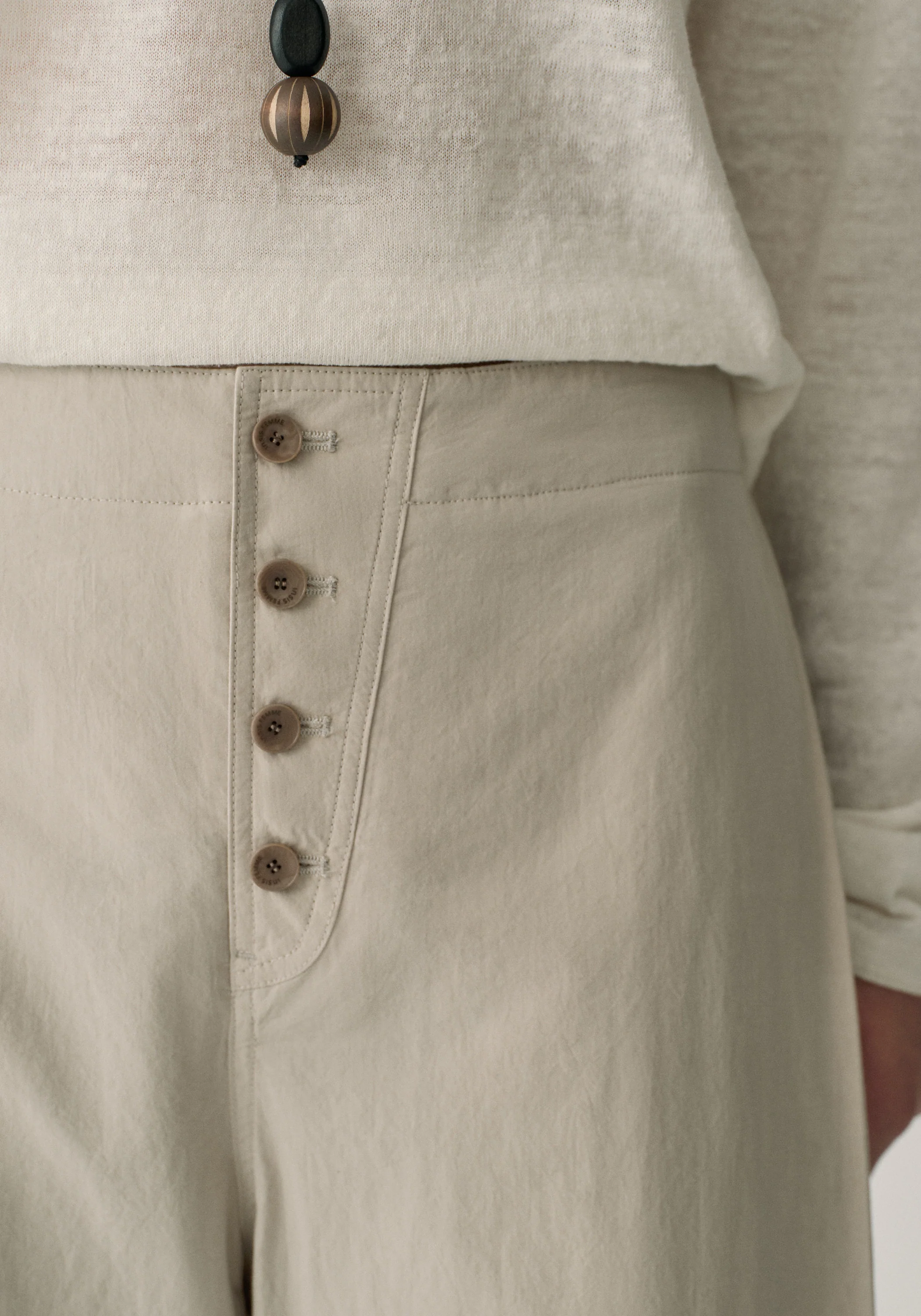 Side-pleats Cotton Pants - Image 13