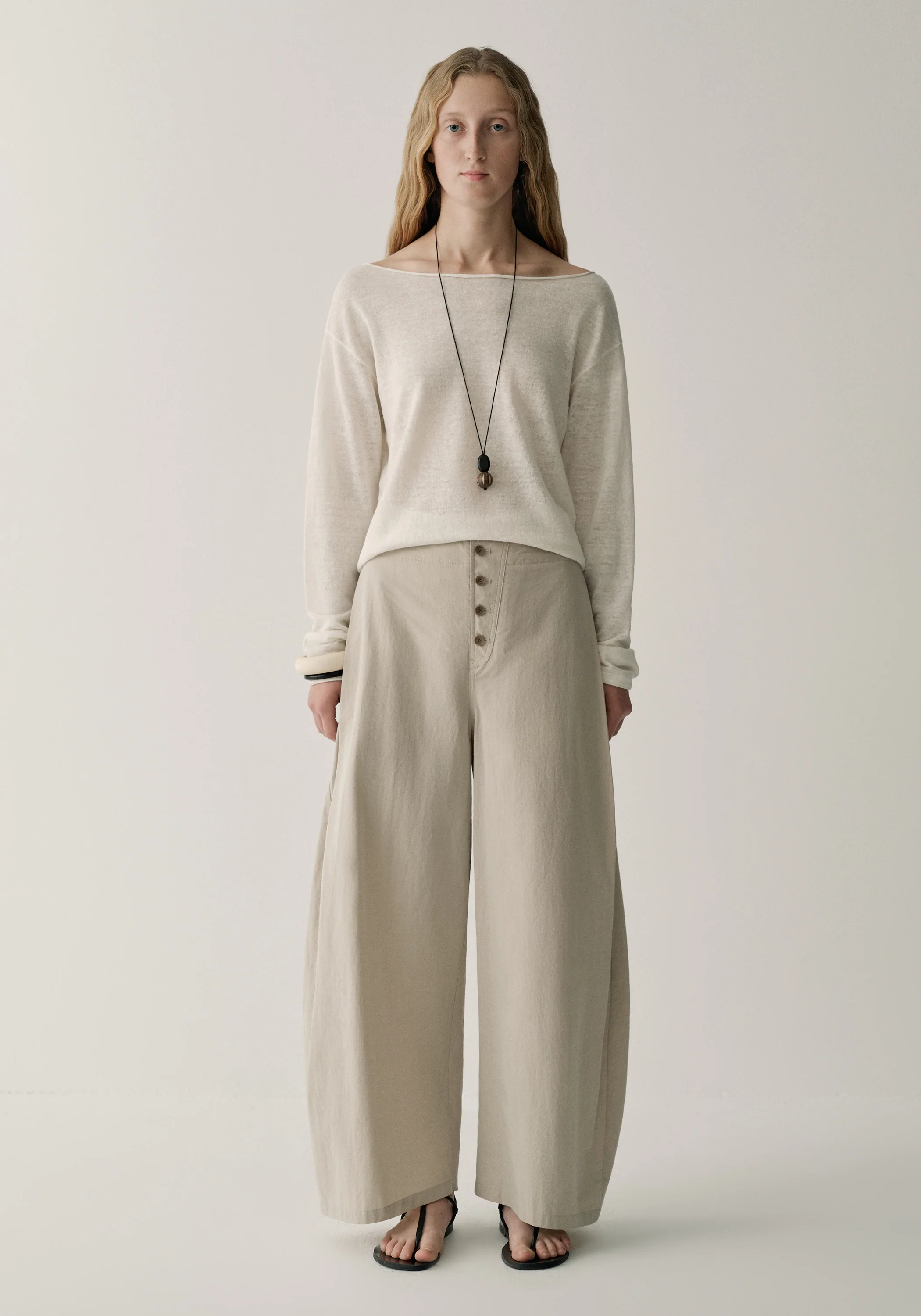 Side-pleats Cotton Pants - Image 8