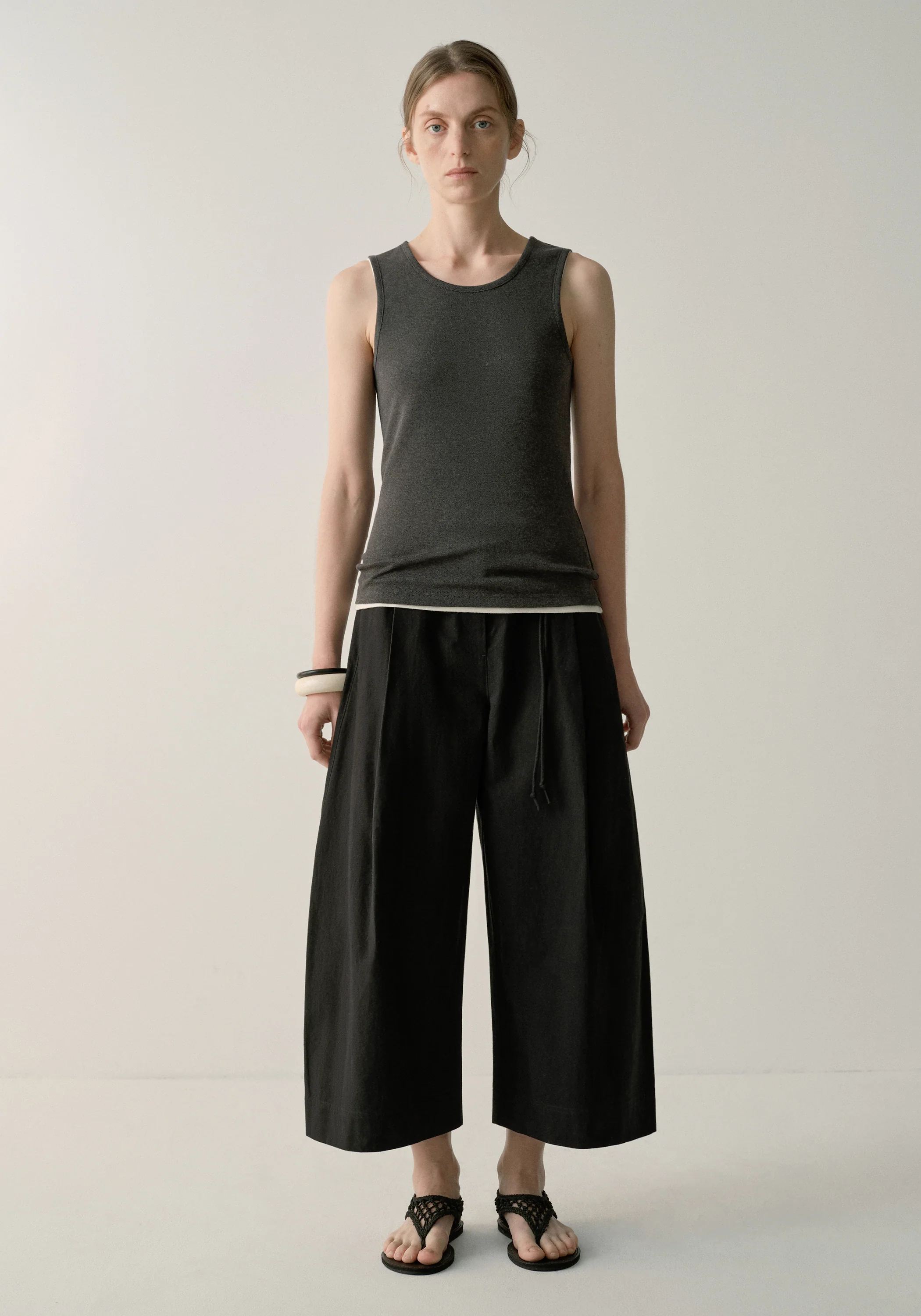 Cotton-linen Belted Pants