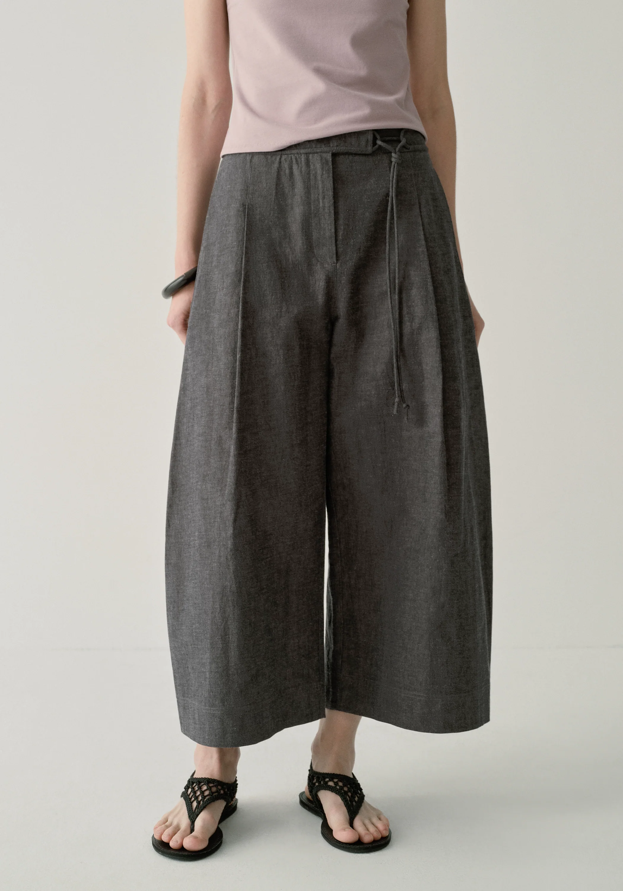 Cotton-linen Belted Pants - Image 12