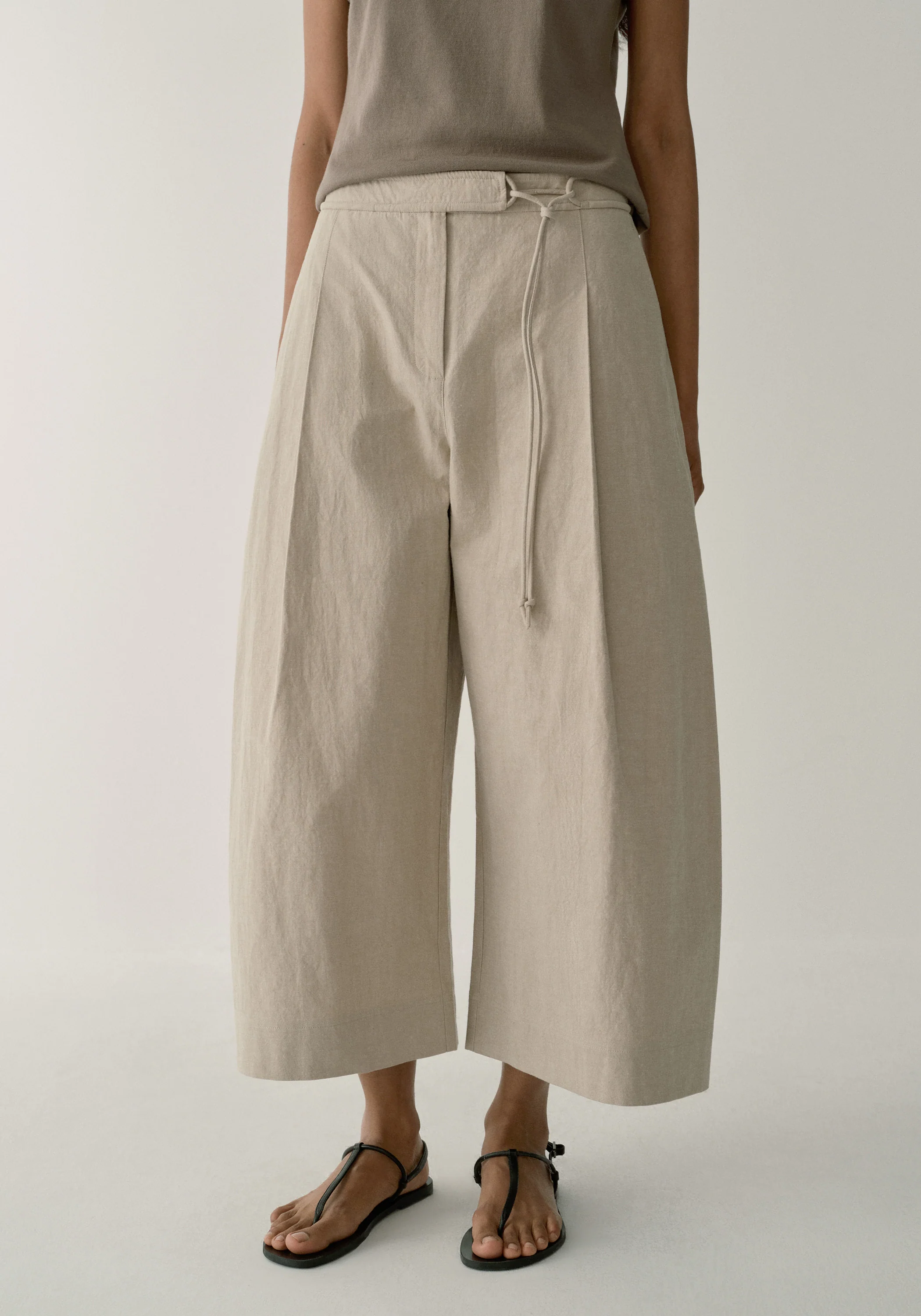 Cotton-linen Belted Pants - Image 19