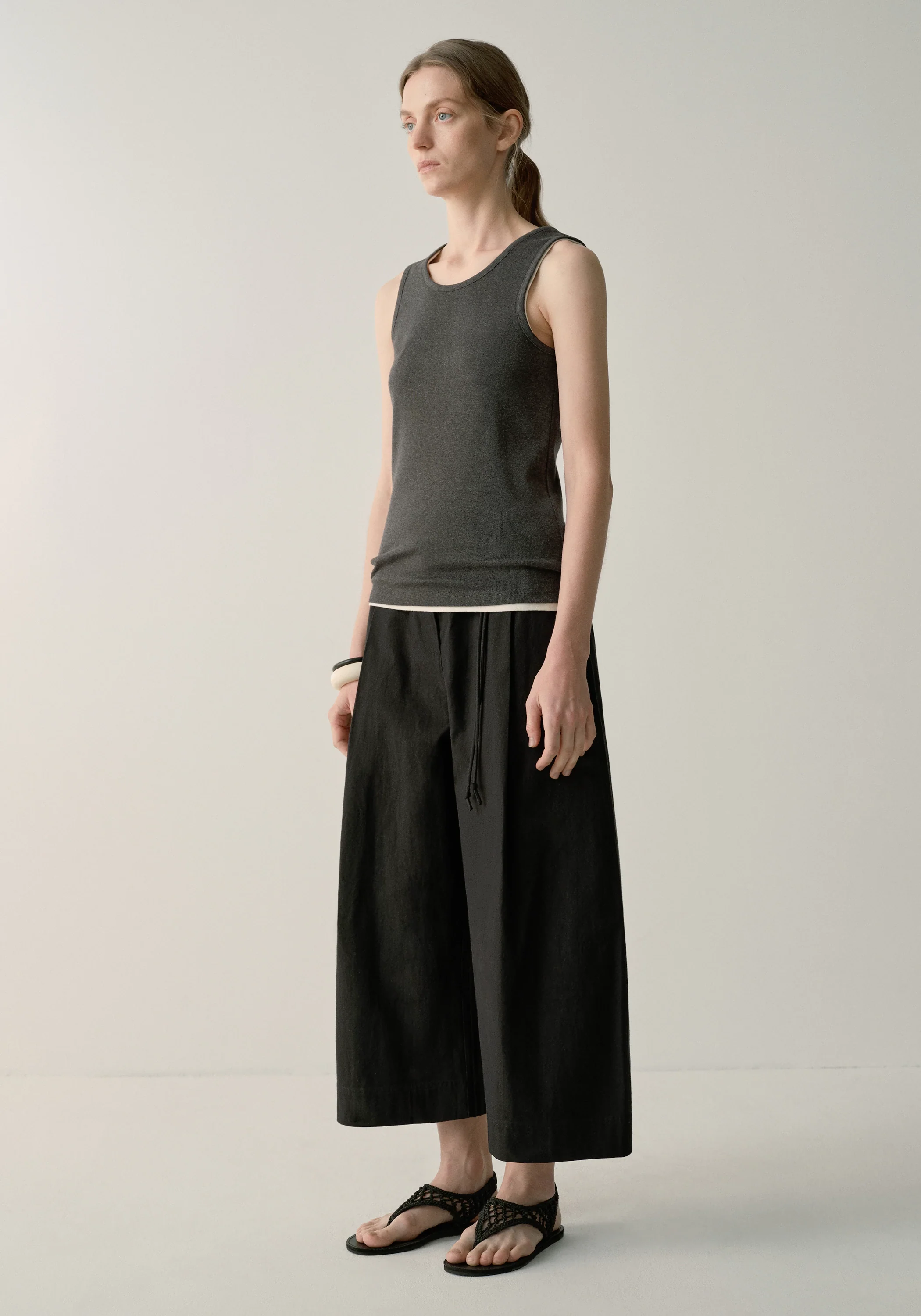 Cotton-linen Belted Pants - Image 3