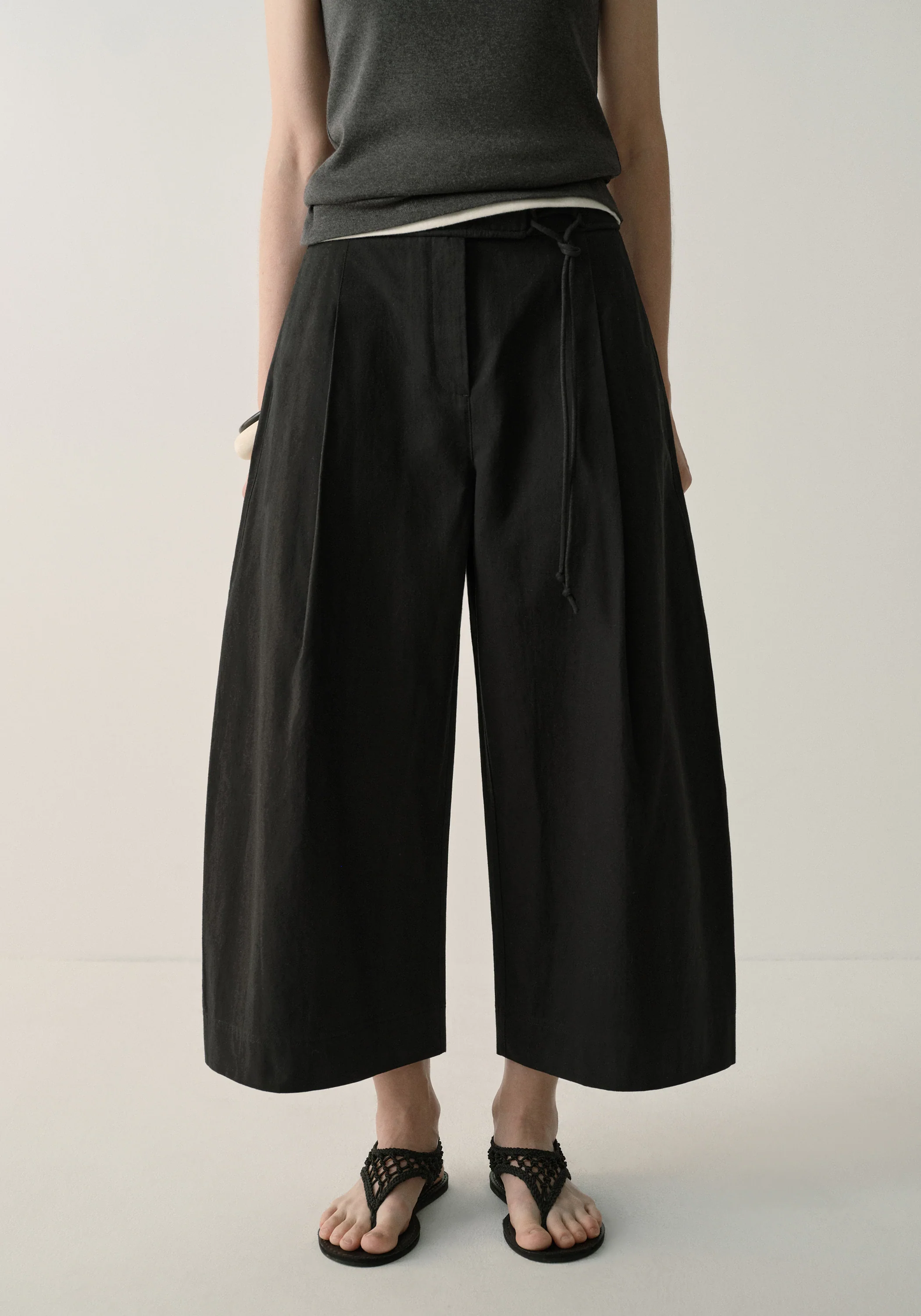 Cotton-linen Belted Pants - Image 5