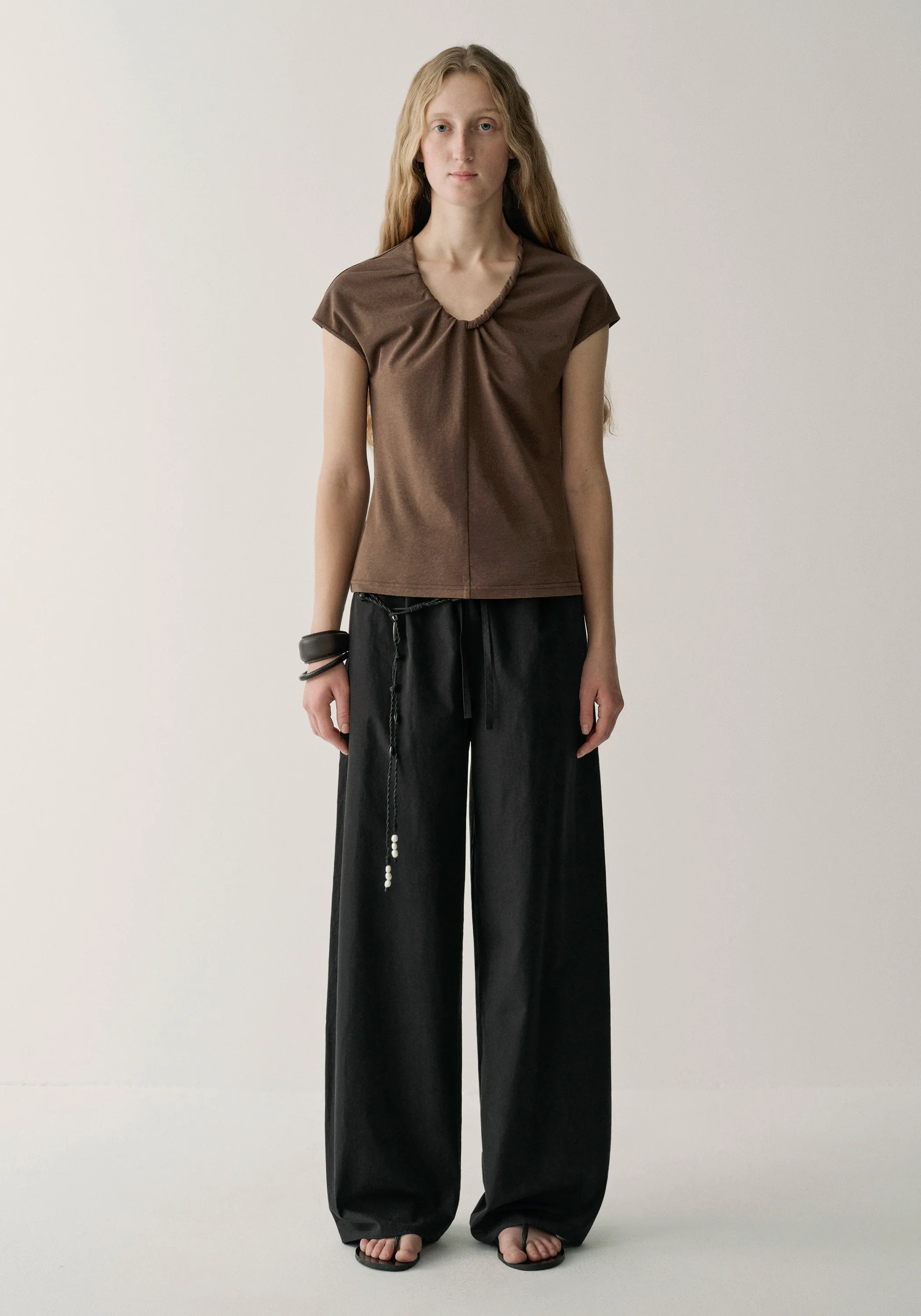 Drawsting Straight Cotton Pants
