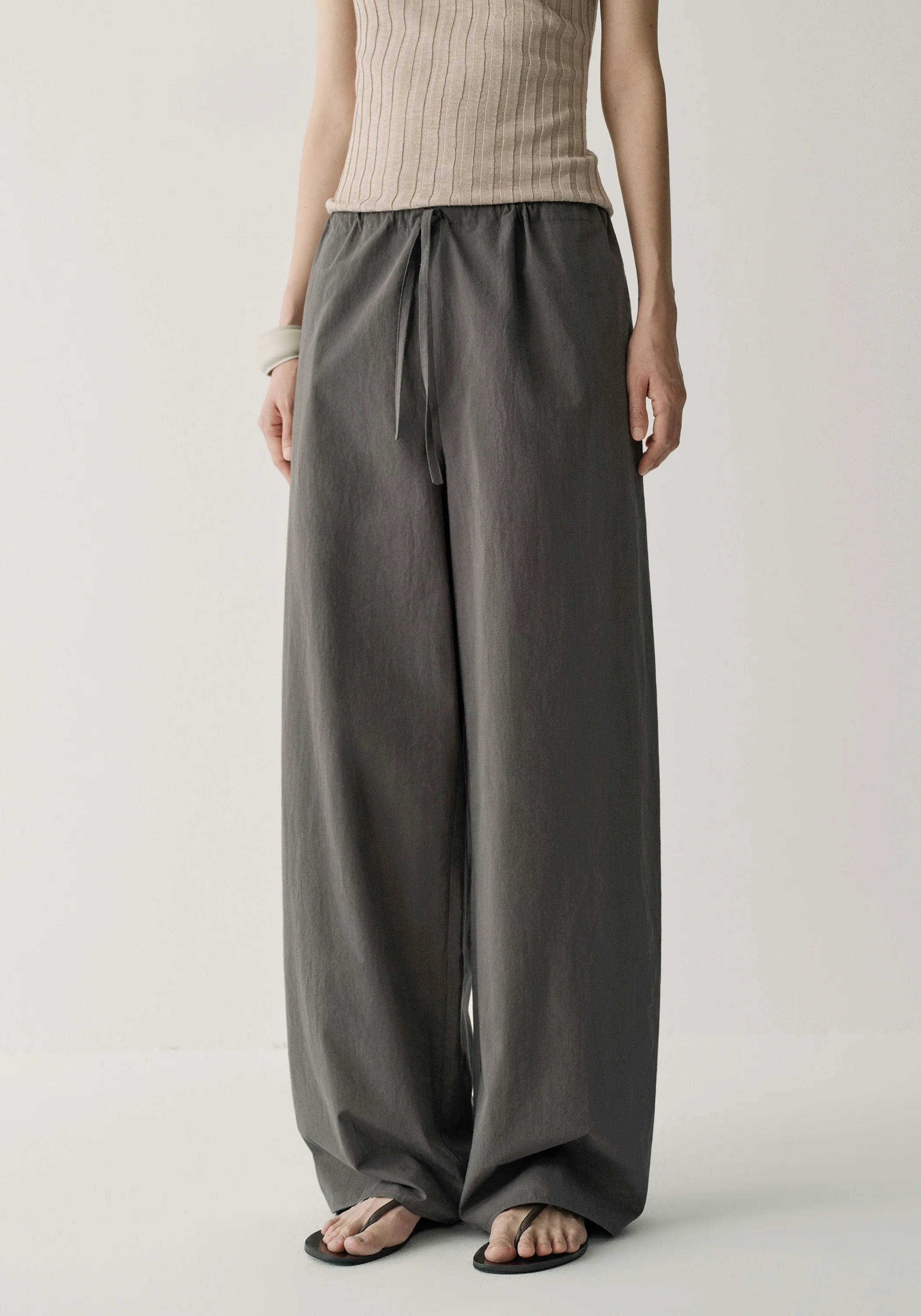 Drawsting Straight Cotton Pants - Image 13
