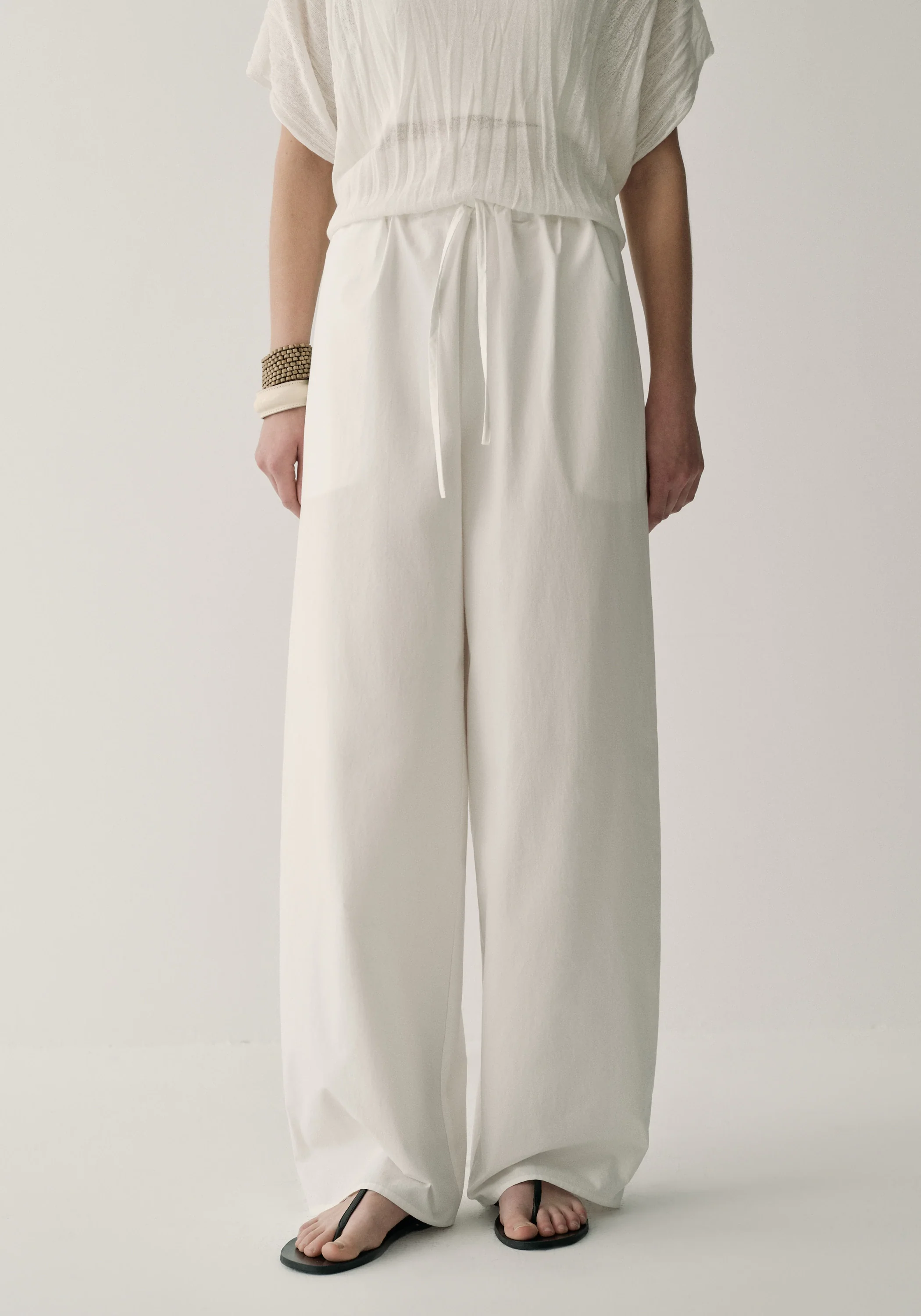 Drawsting Straight Cotton Pants - Image 19