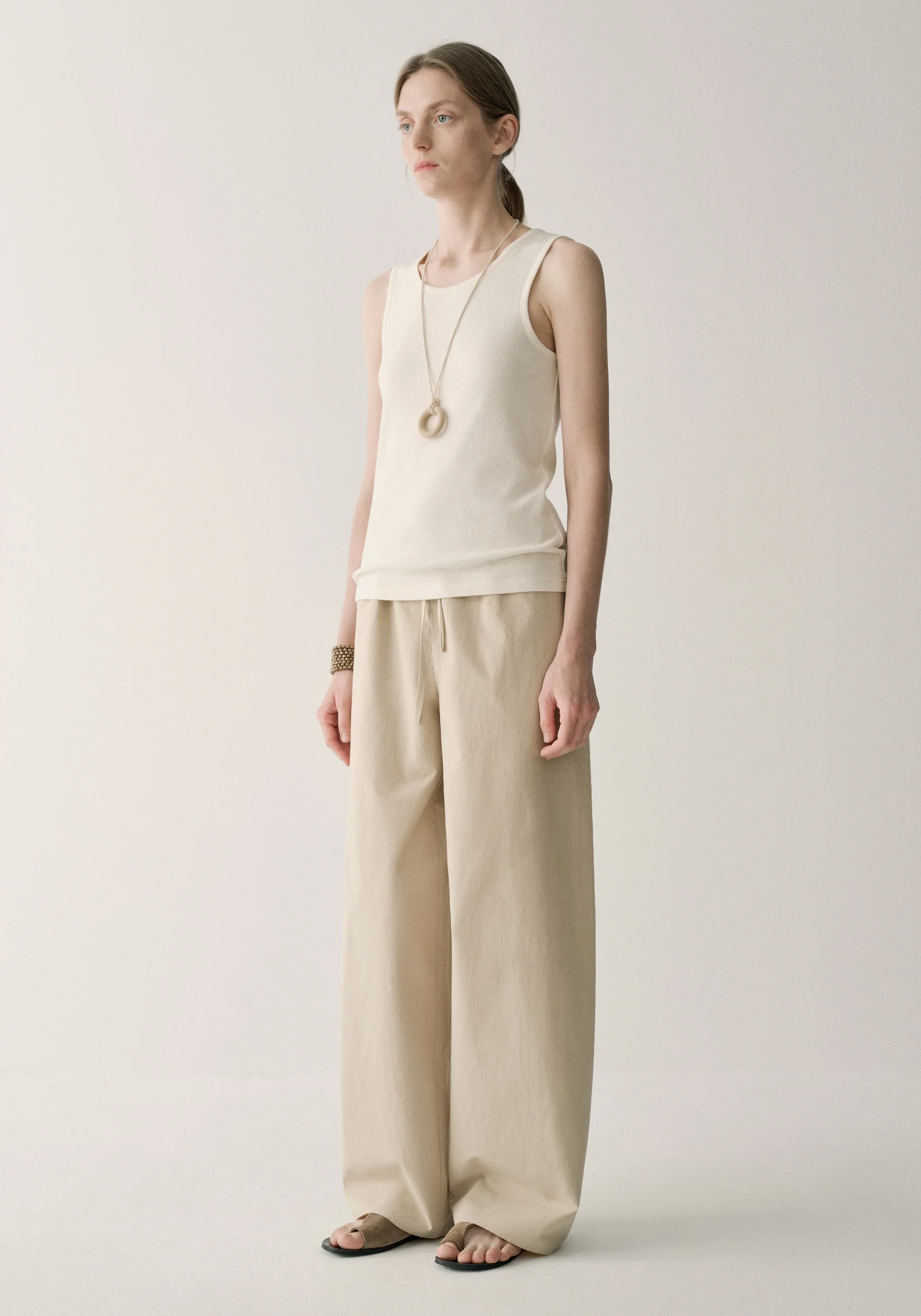 Drawsting Straight Cotton Pants - Image 24