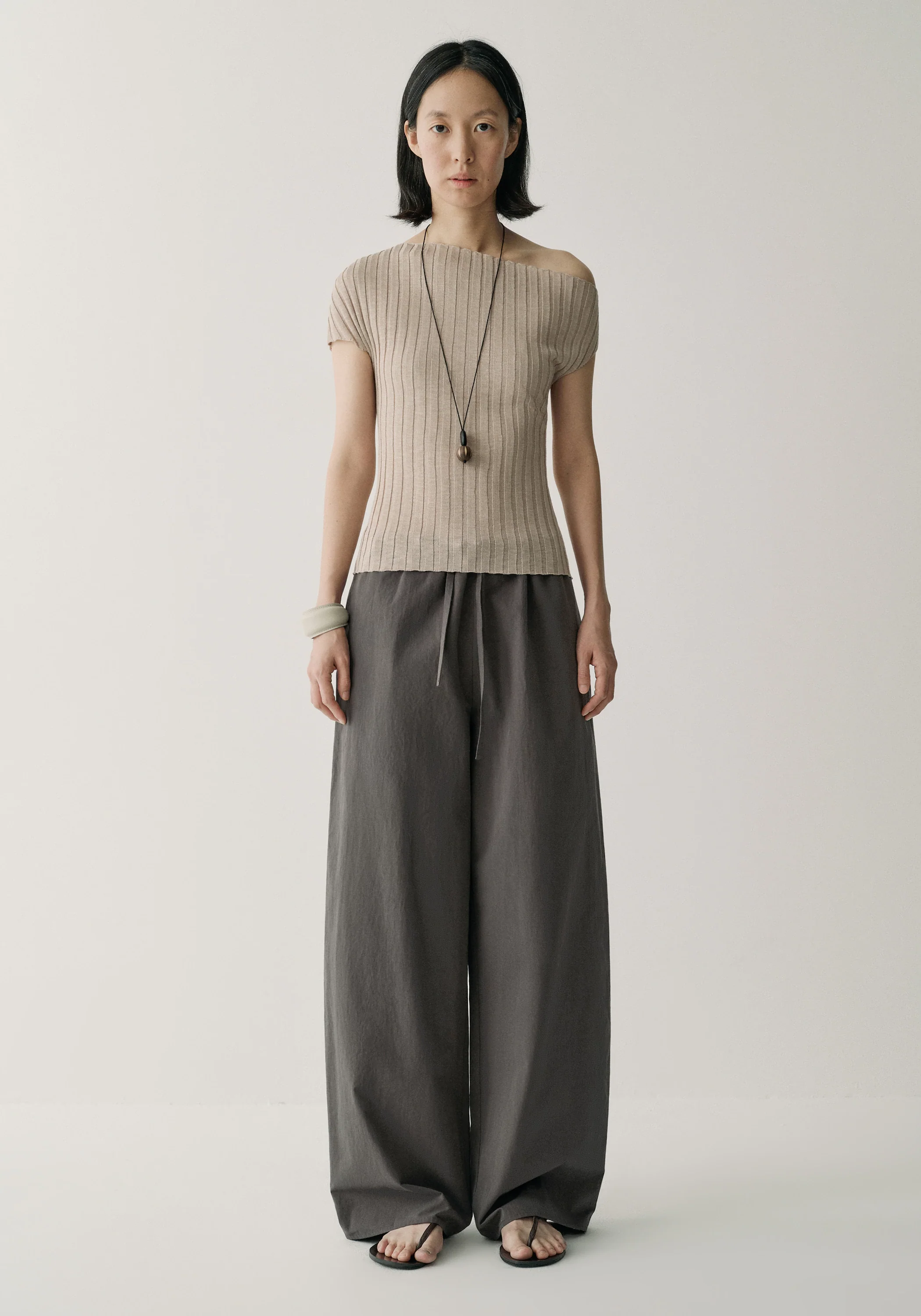Drawsting Straight Cotton Pants - Image 9
