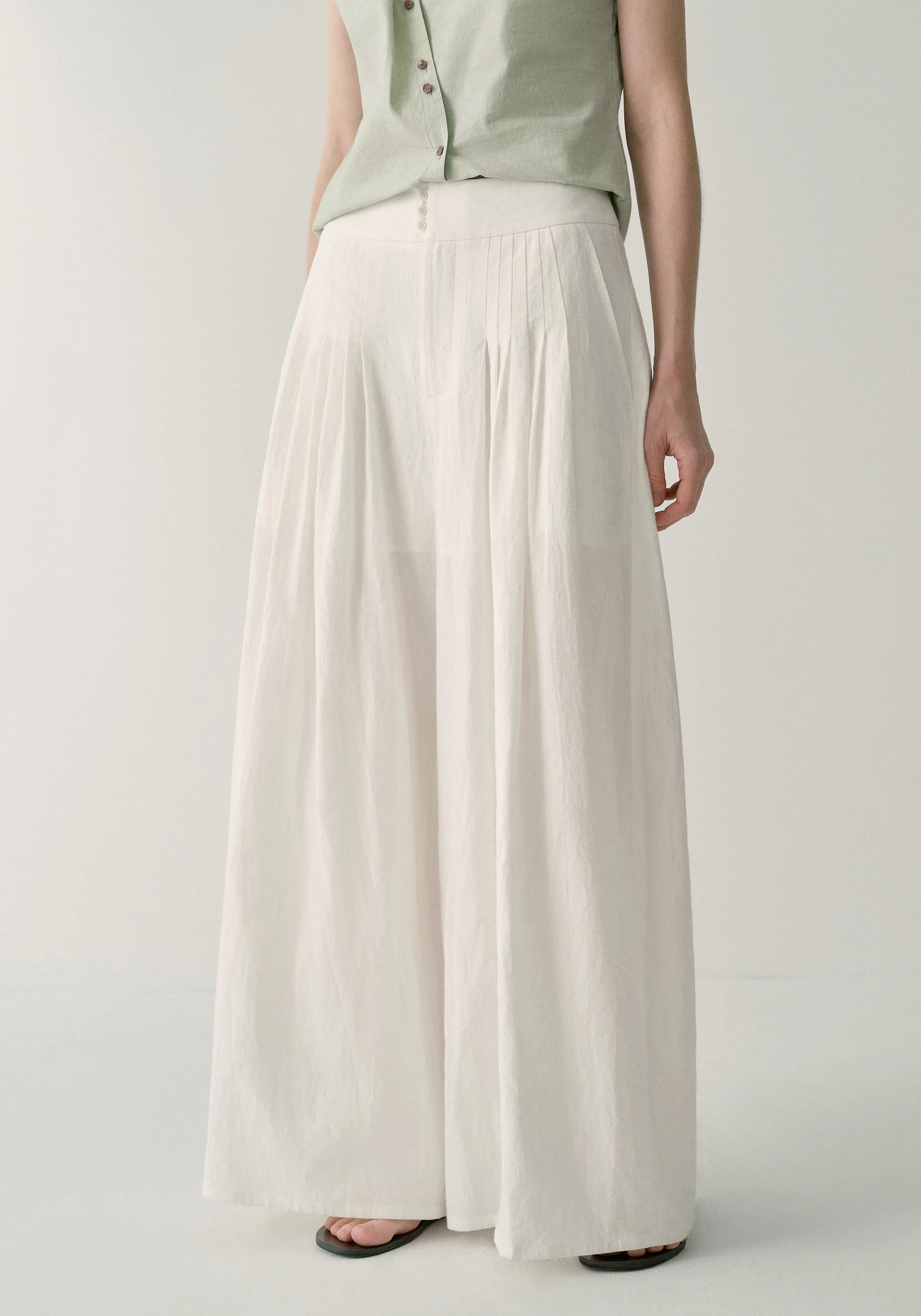 Cotton-linen Pleated Pants - Image 16