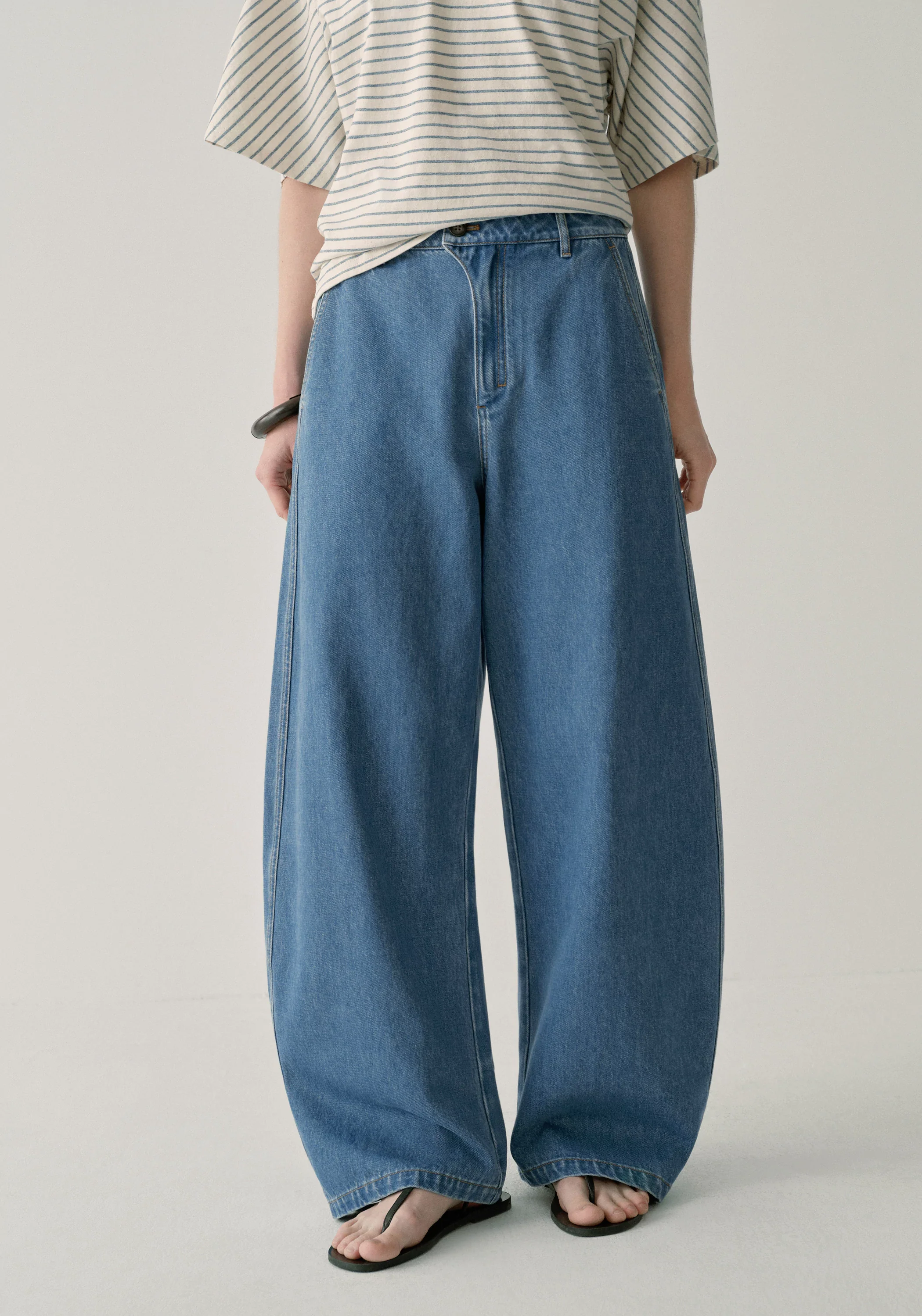 Asymmetric Cotton Jeans - Image 5