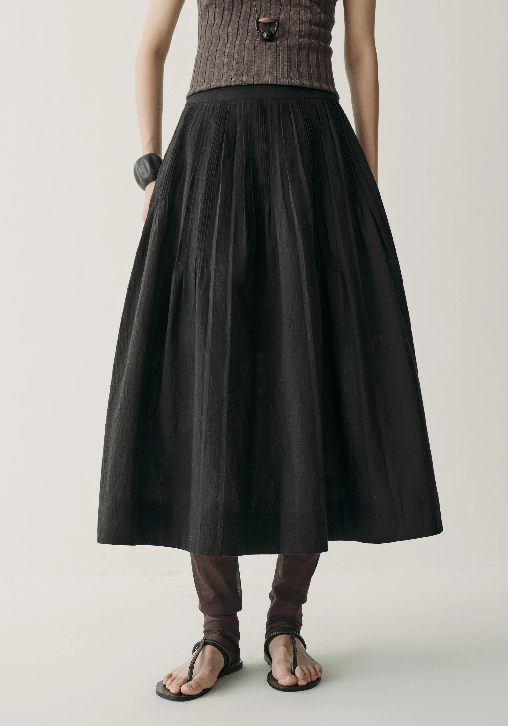 Tuck-pleated A-line Skirt - Image 5