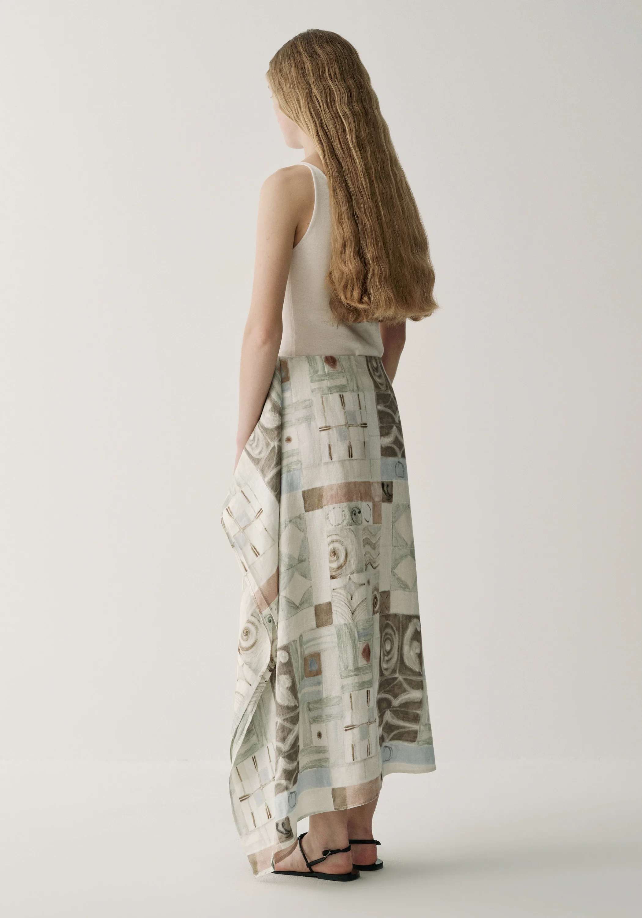 Patterned Linen Skirt - Image 5