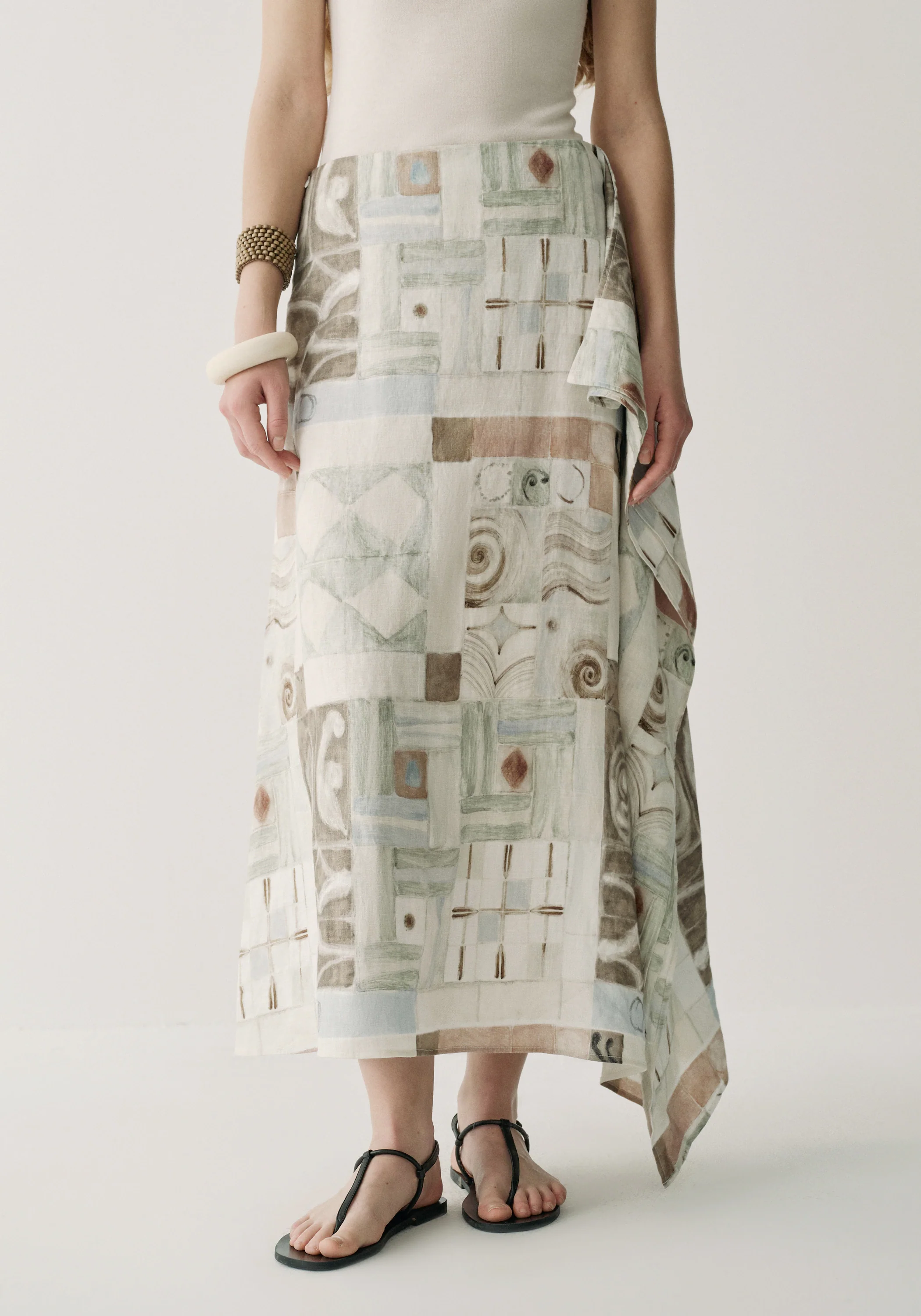 Patterned Linen Skirt - Image 7