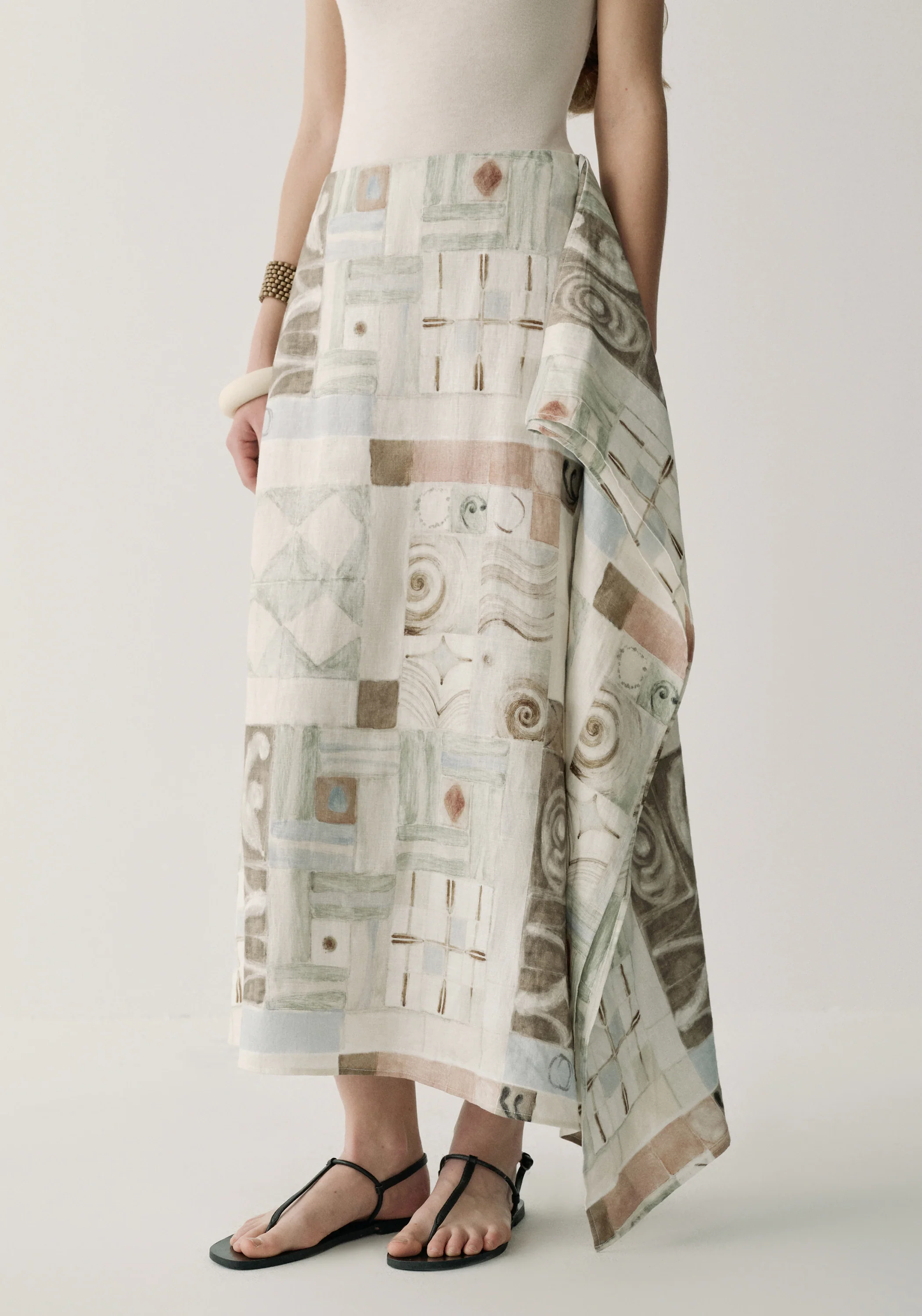Patterned Linen Skirt - Image 8