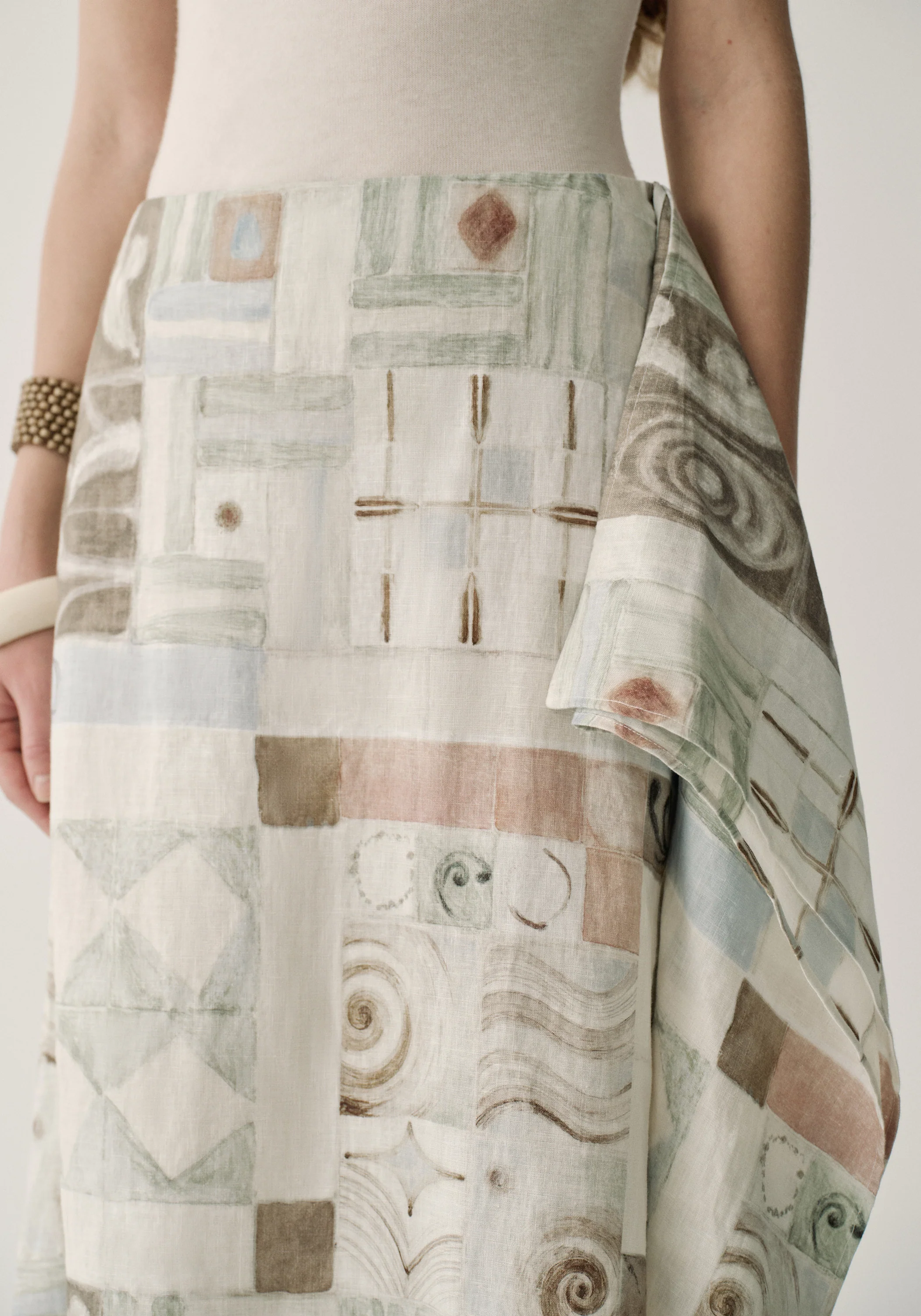 Patterned Linen Skirt - Image 9