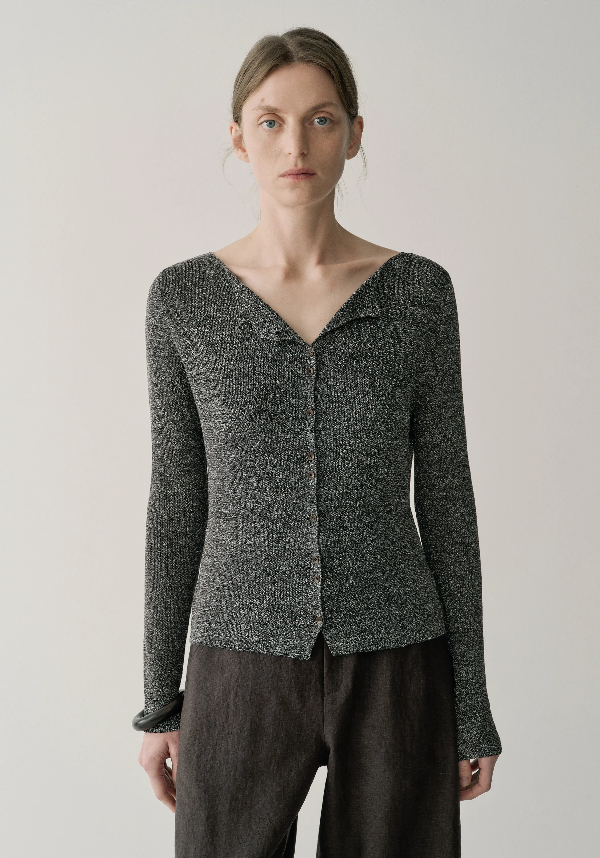 Linen Mélange Yarn Cardigan