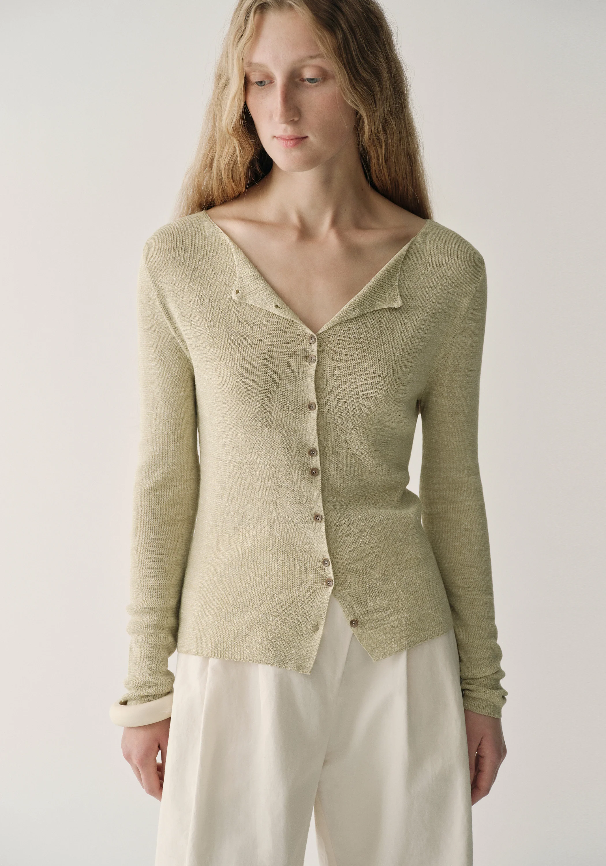 Linen Mélange Yarn Cardigan - Image 21