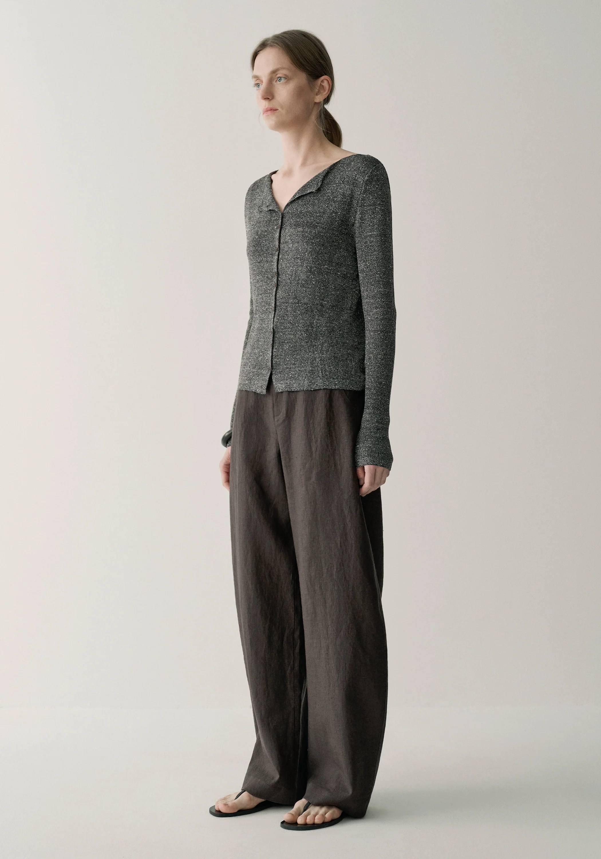 Linen Mélange Yarn Cardigan - Image 4