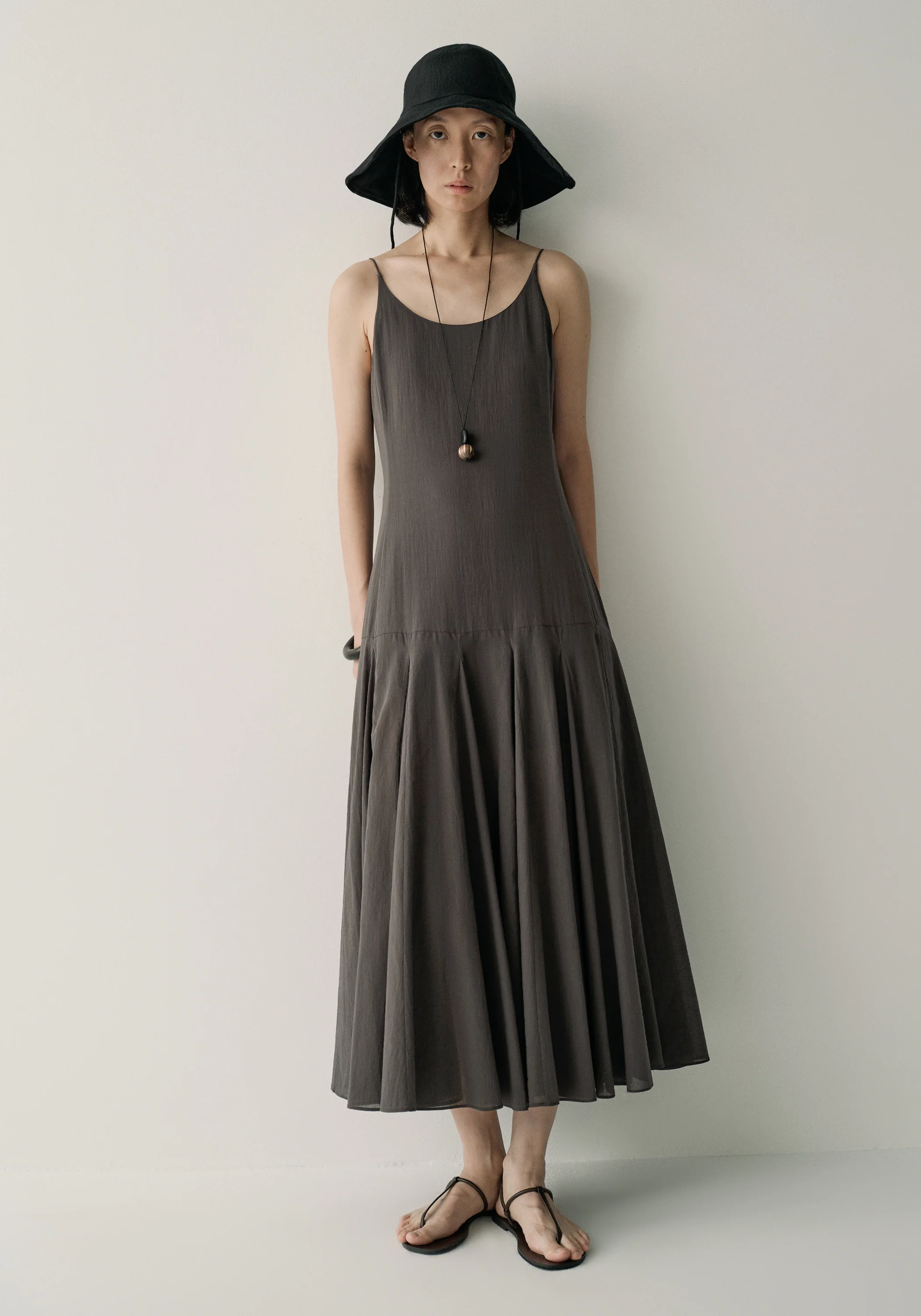 Pleated Cotton Slip Dress - Image 3