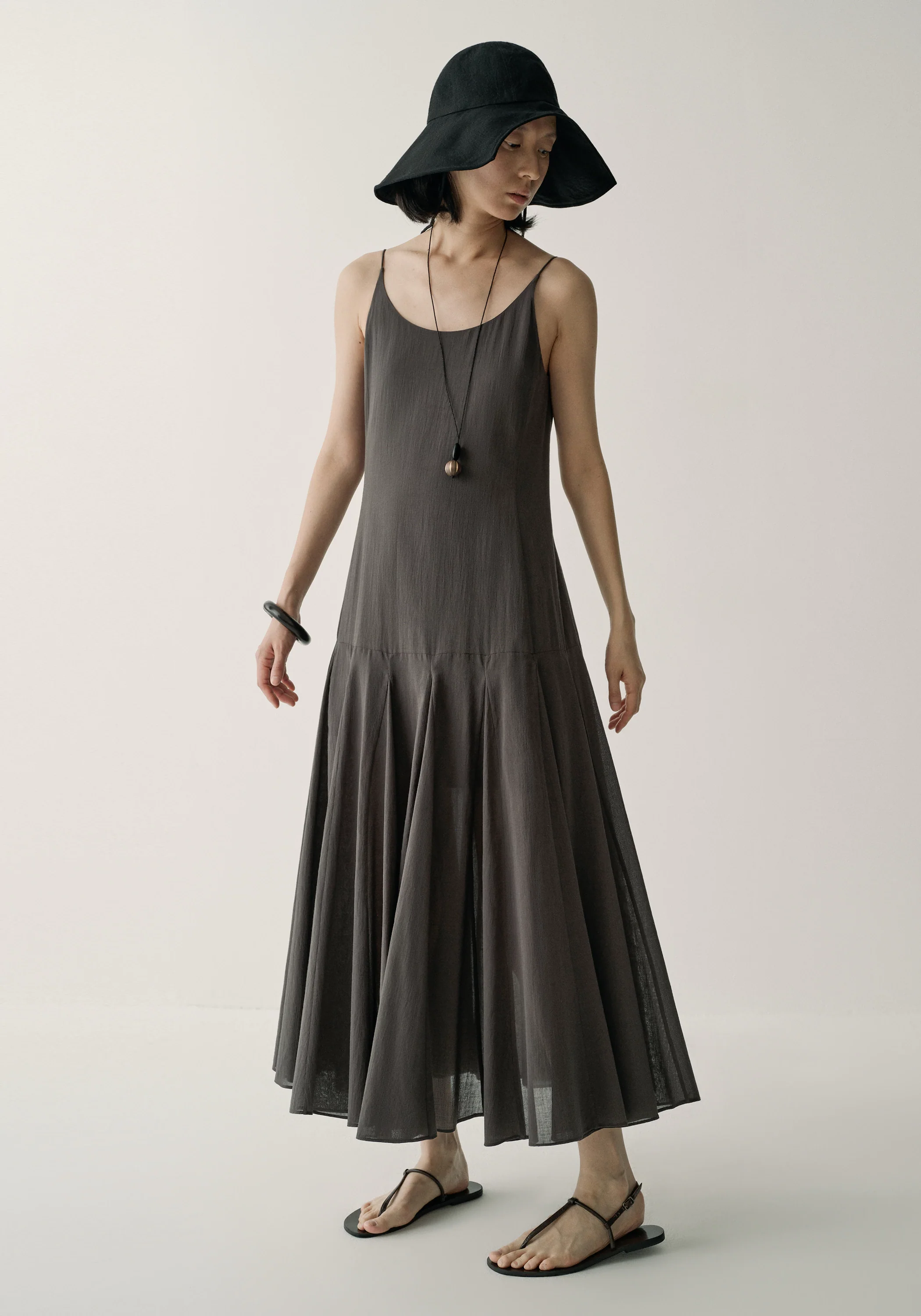 Pleated Cotton Slip Dress - Image 4