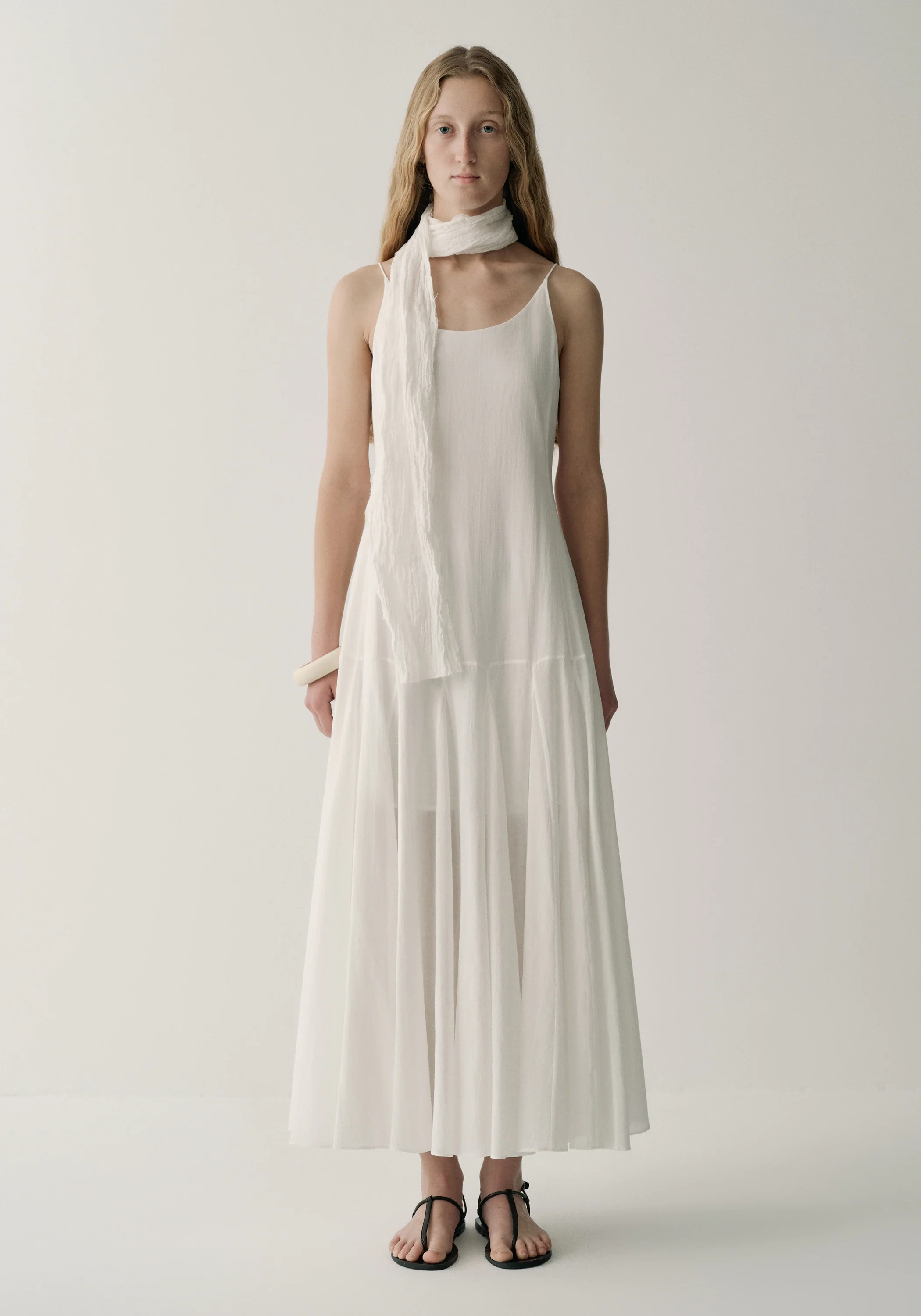Pleated Cotton Slip Dress - Image 8