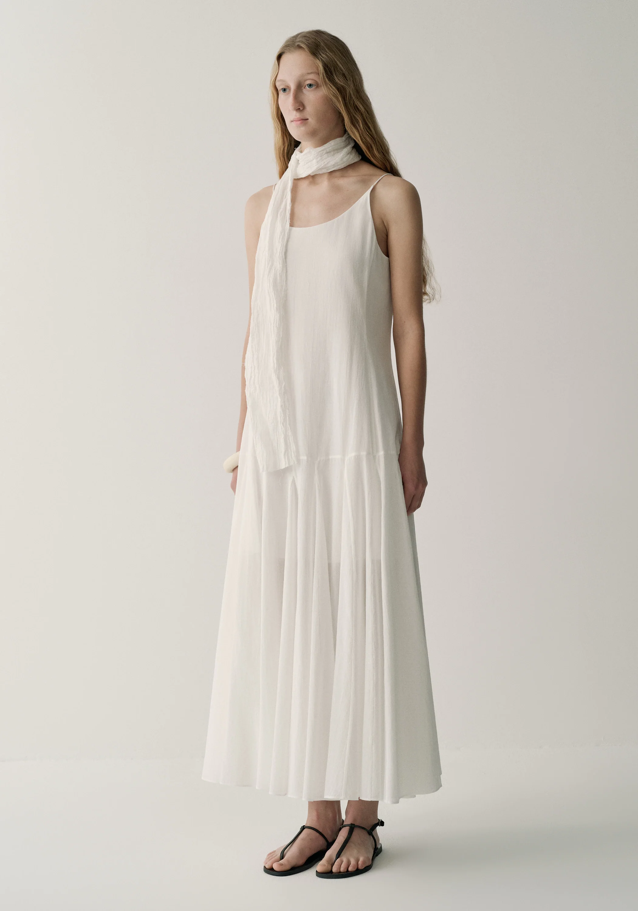 Pleated Cotton Slip Dress - Image 9