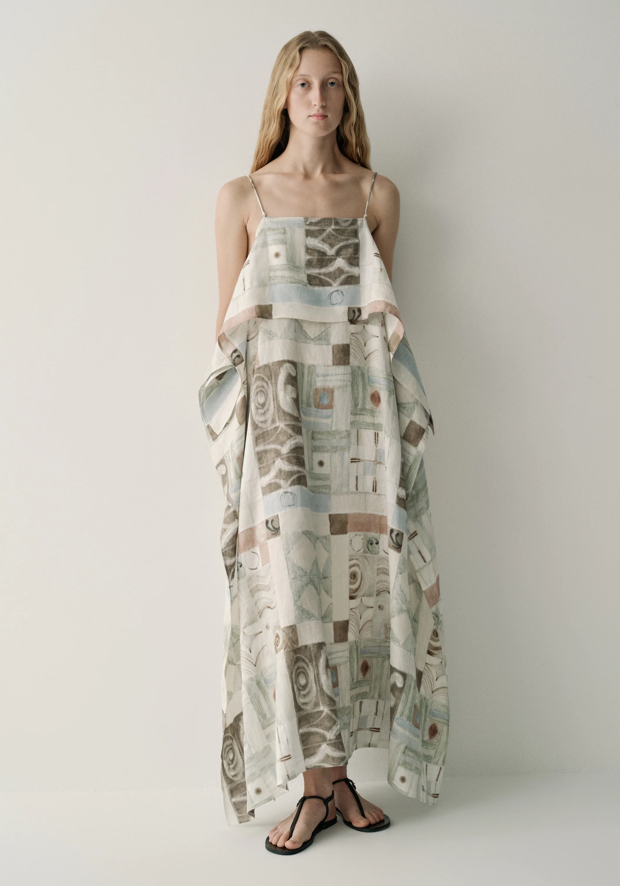 Patterned Linen Slip Dress - Image 3