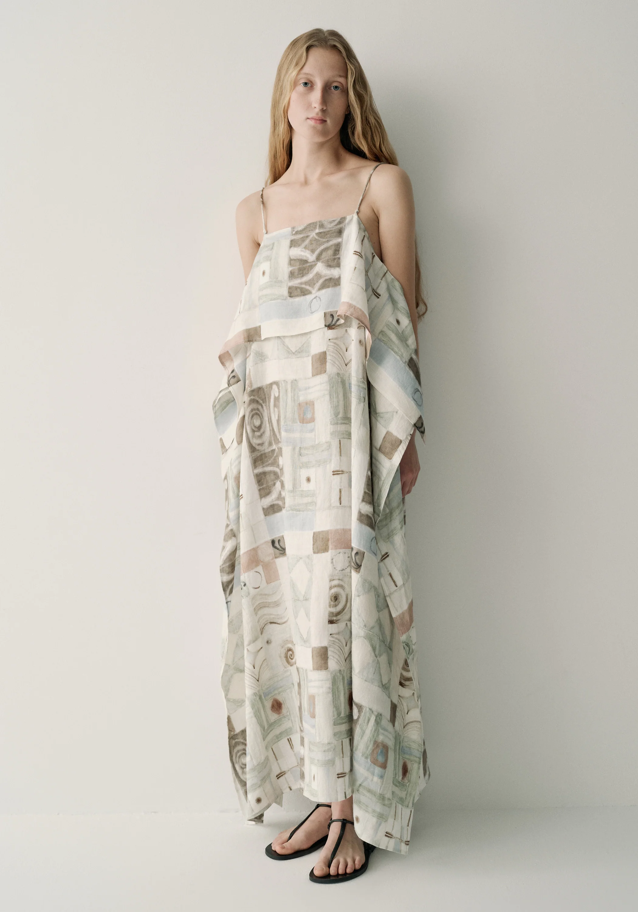 Patterned Linen Slip Dress - Image 4