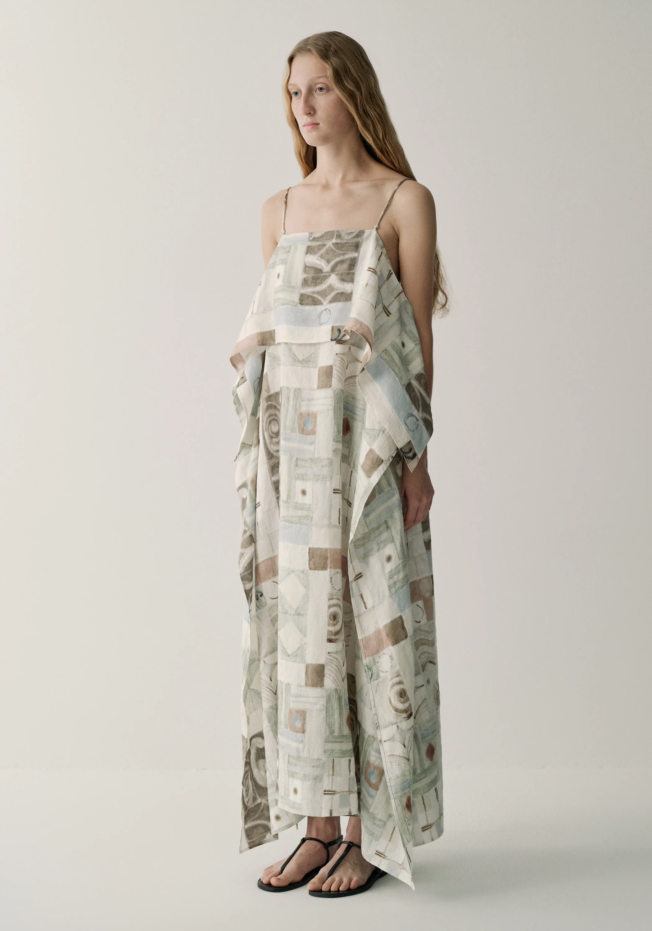Patterned Linen Slip Dress - Image 5