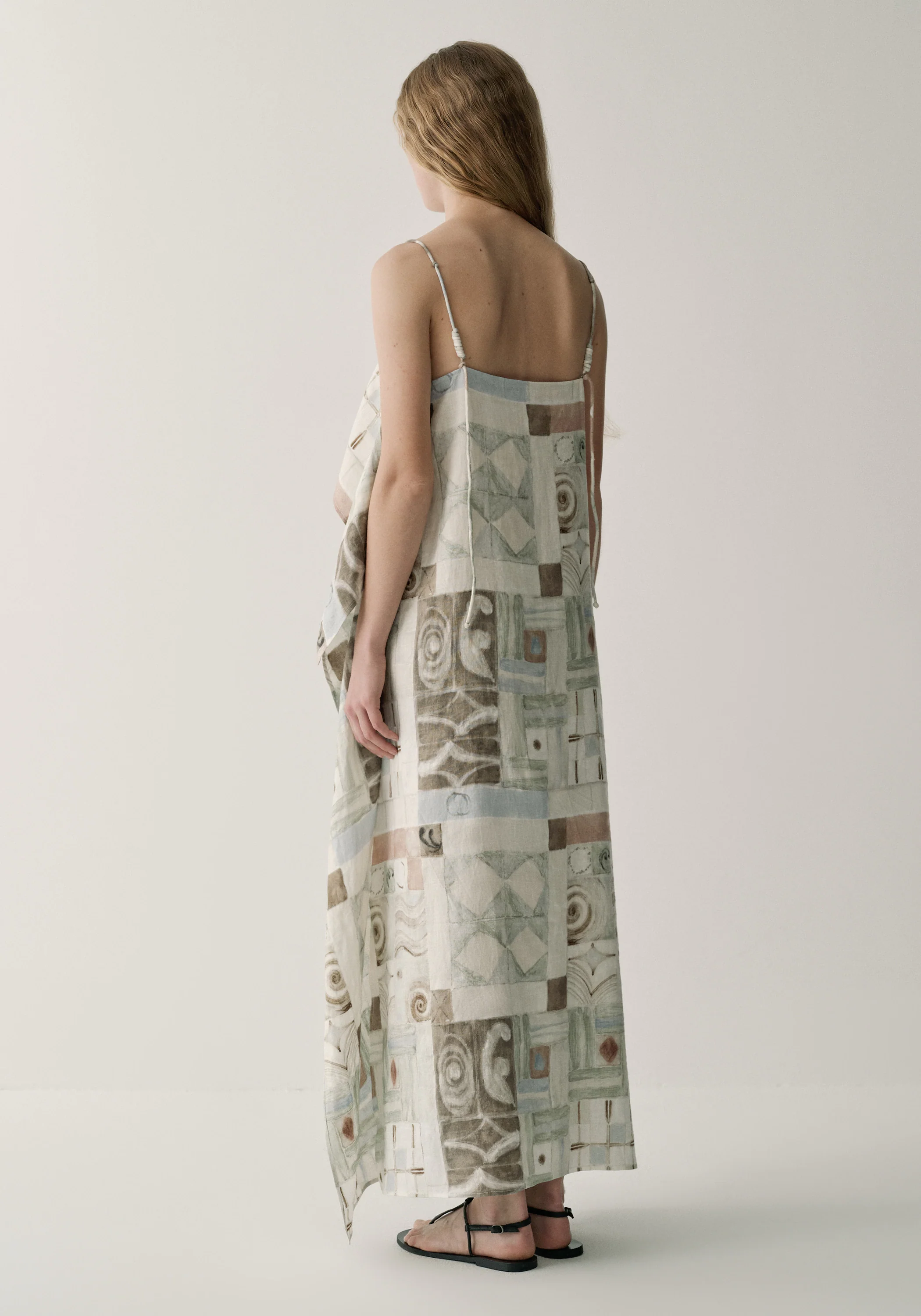 Patterned Linen Slip Dress - Image 6