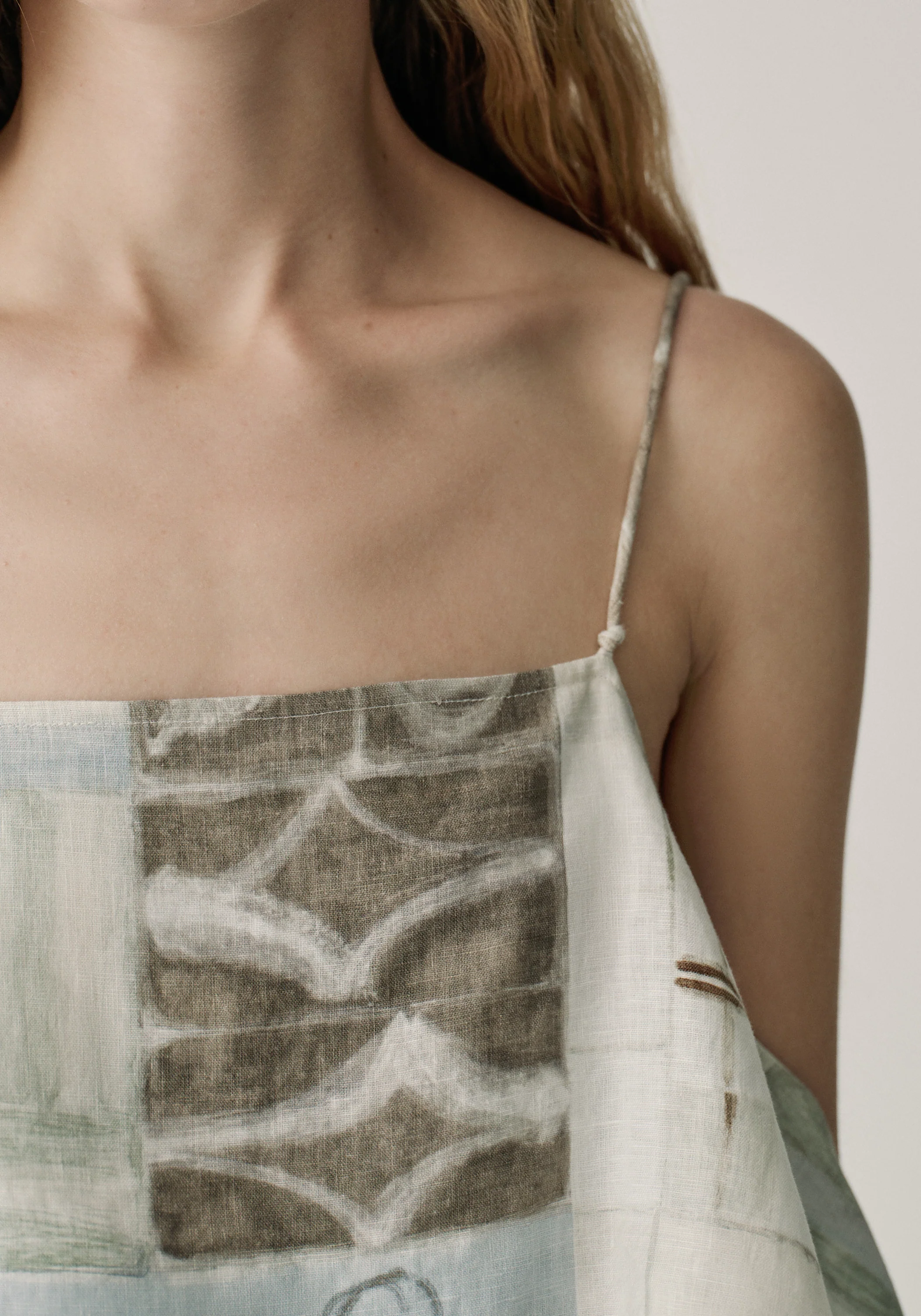 Patterned Linen Slip Dress - Image 7