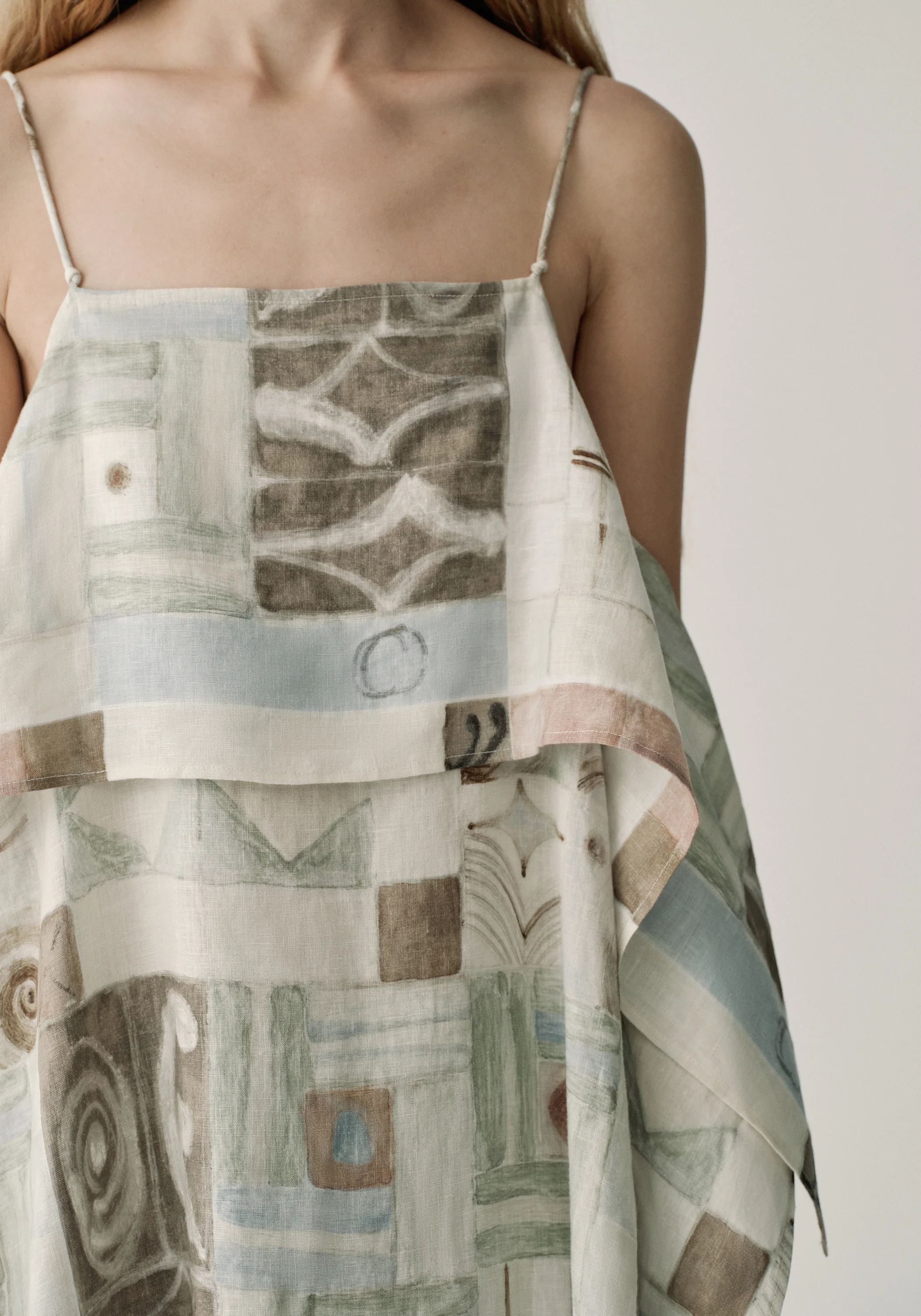 Patterned Linen Slip Dress - Image 8