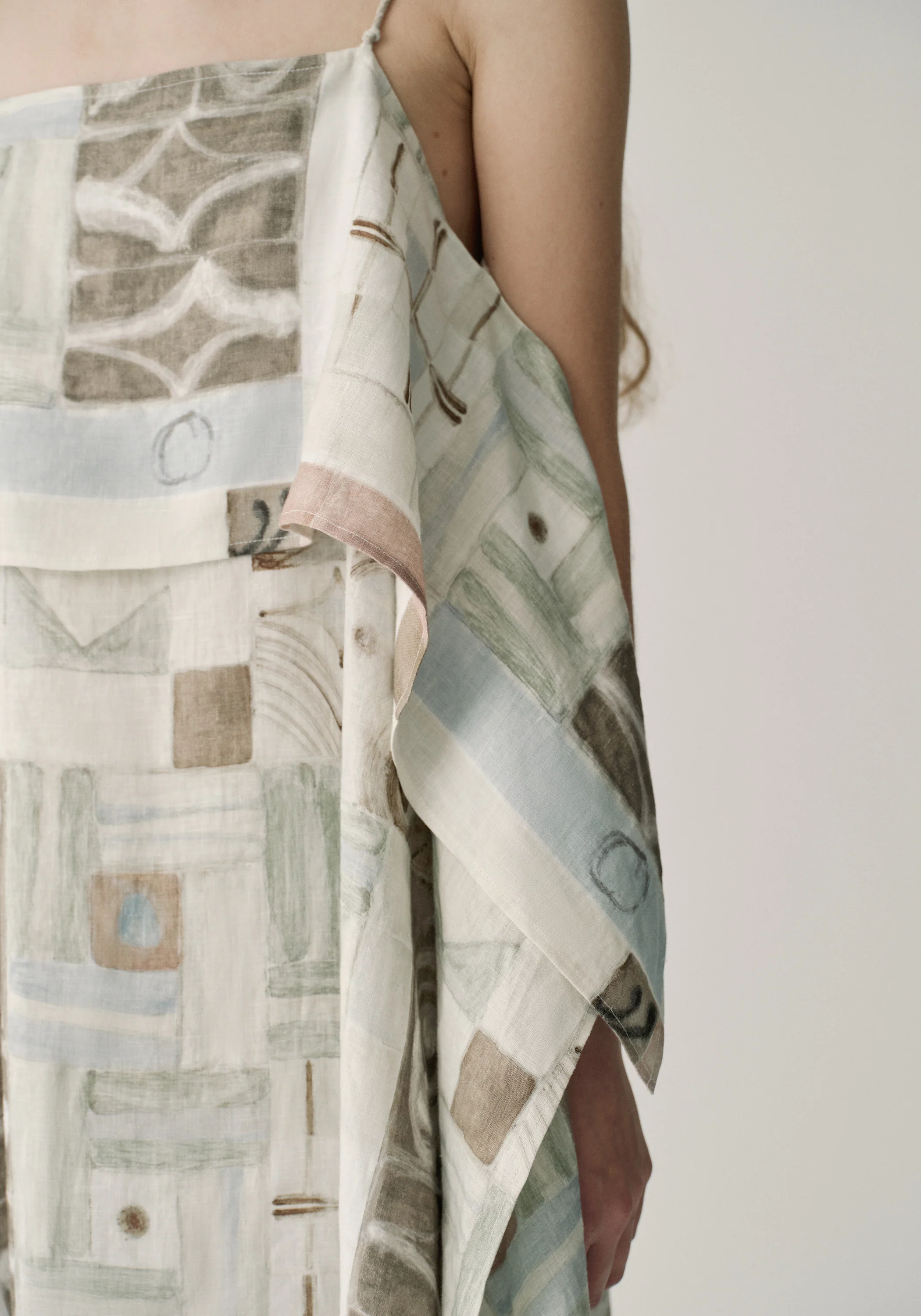 Patterned Linen Slip Dress - Image 9