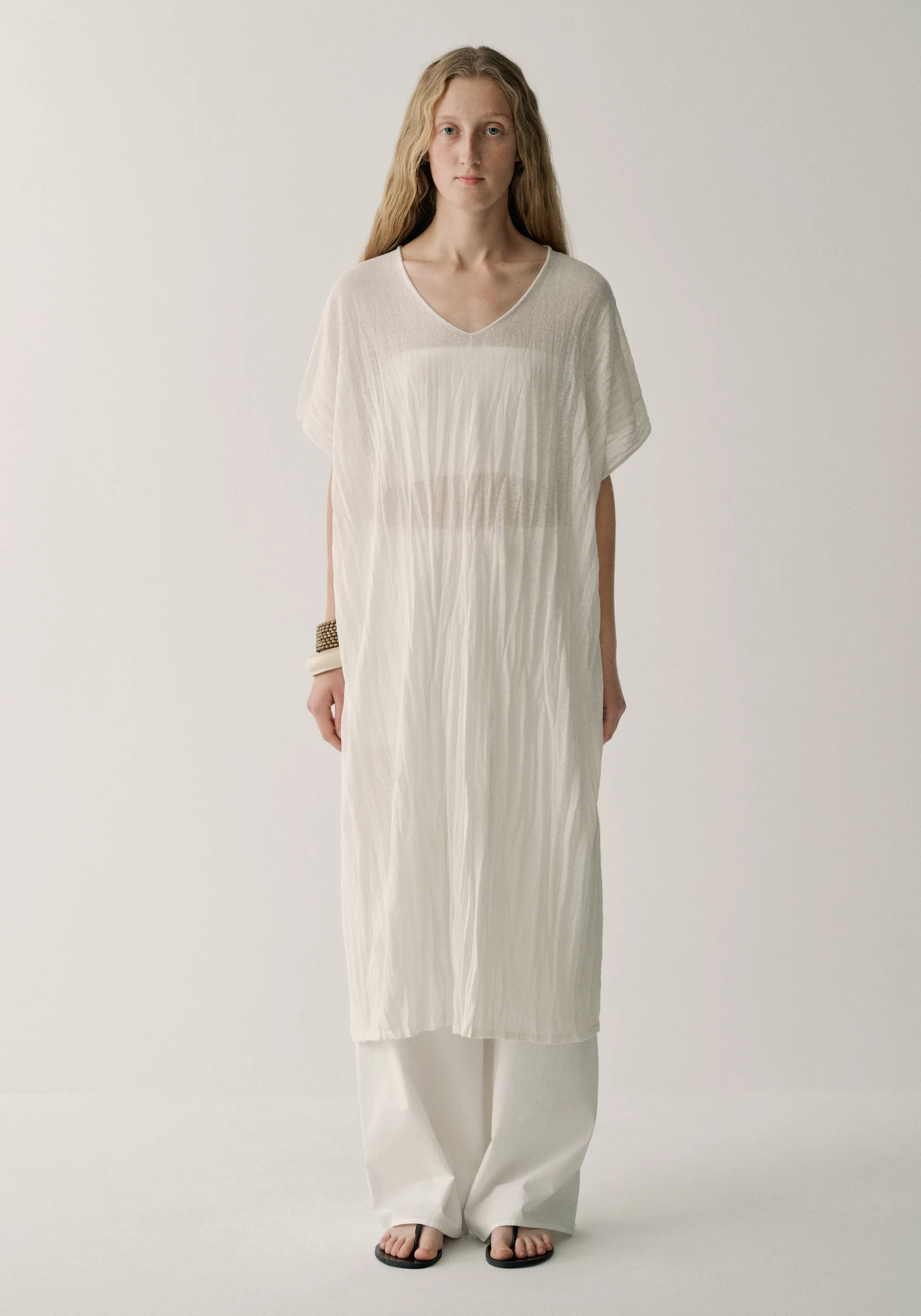 Pleated Semi-sheer Dress