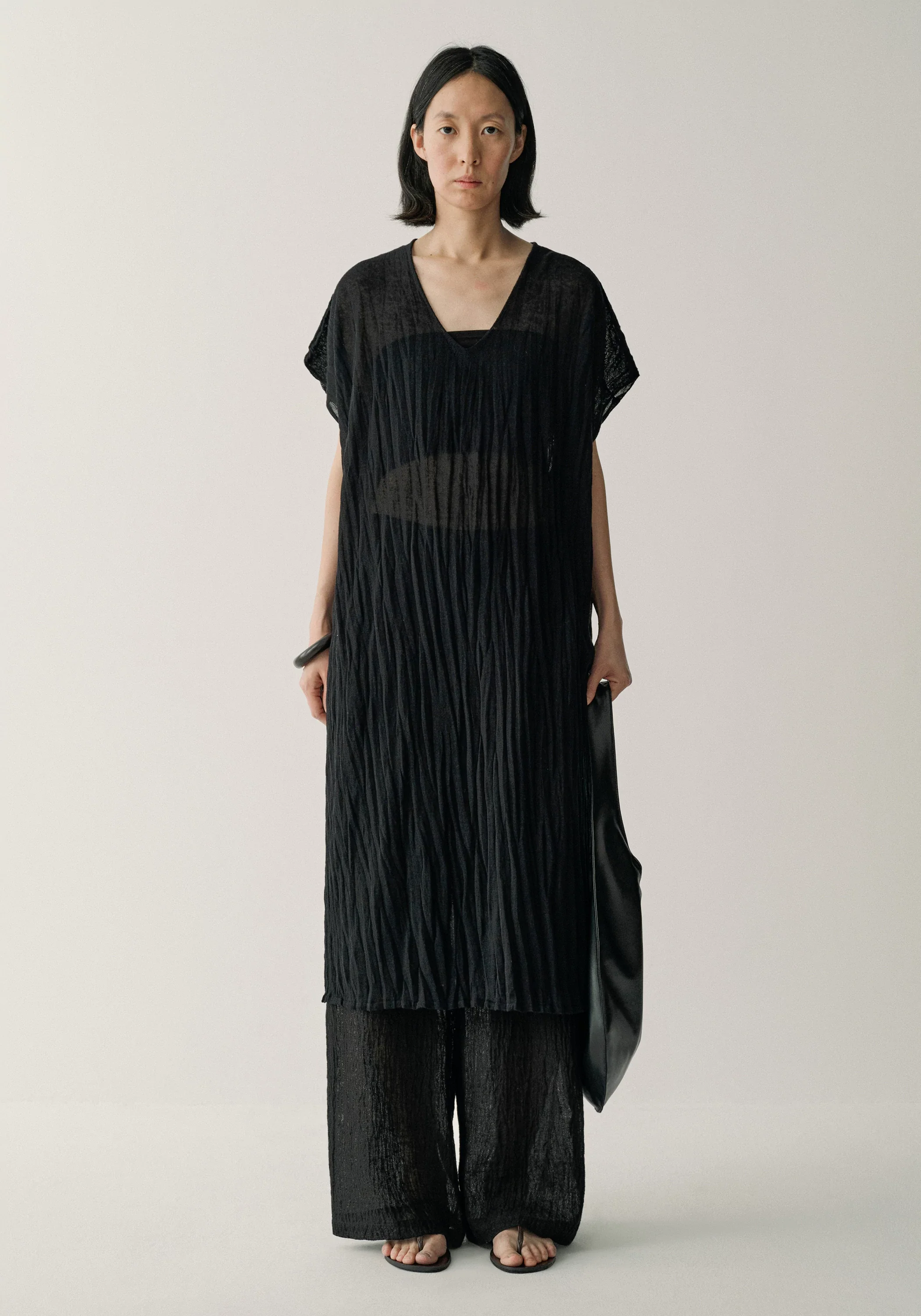 Pleated Semi-sheer Dress - Image 11