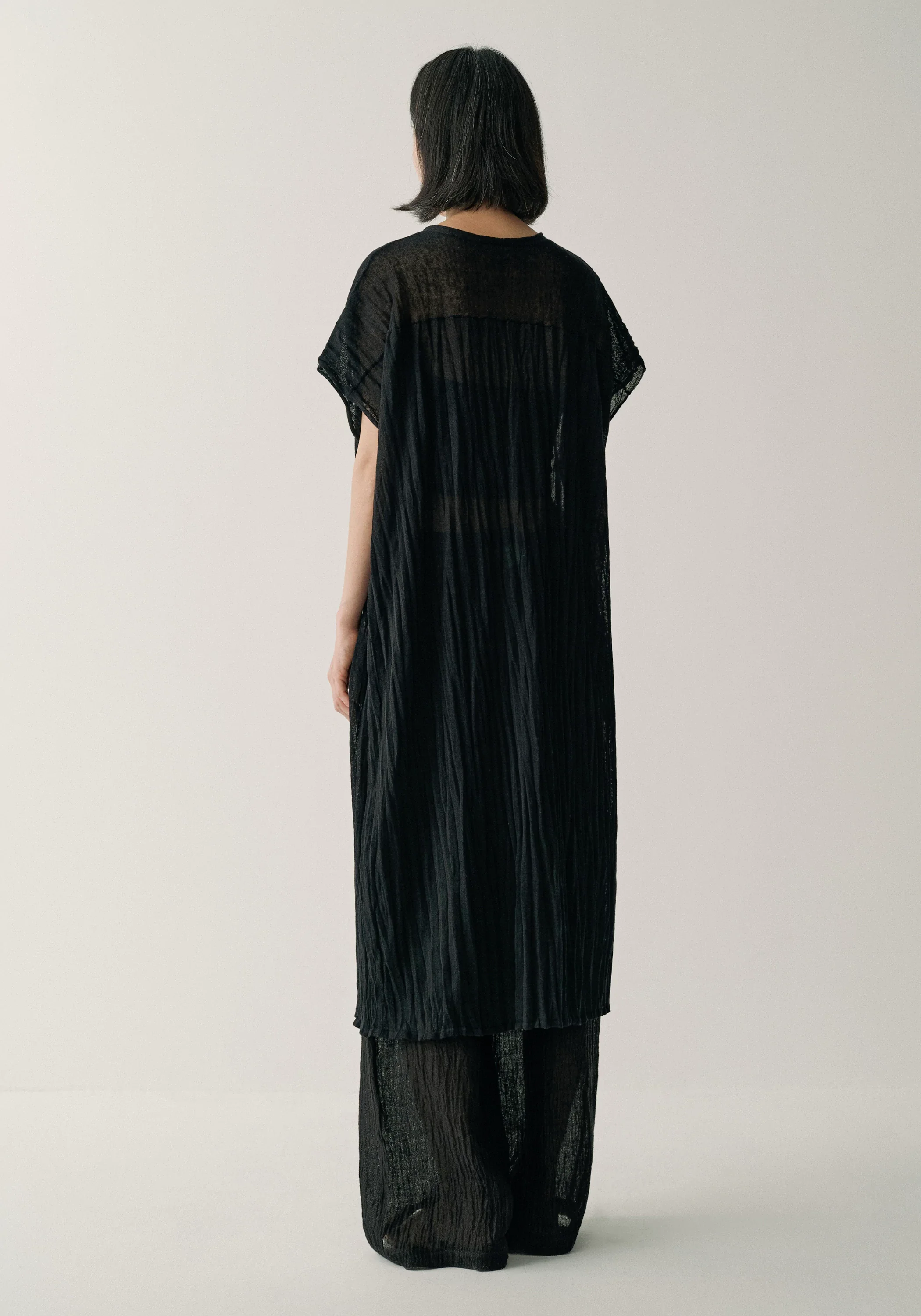 Pleated Semi-sheer Dress - Image 13