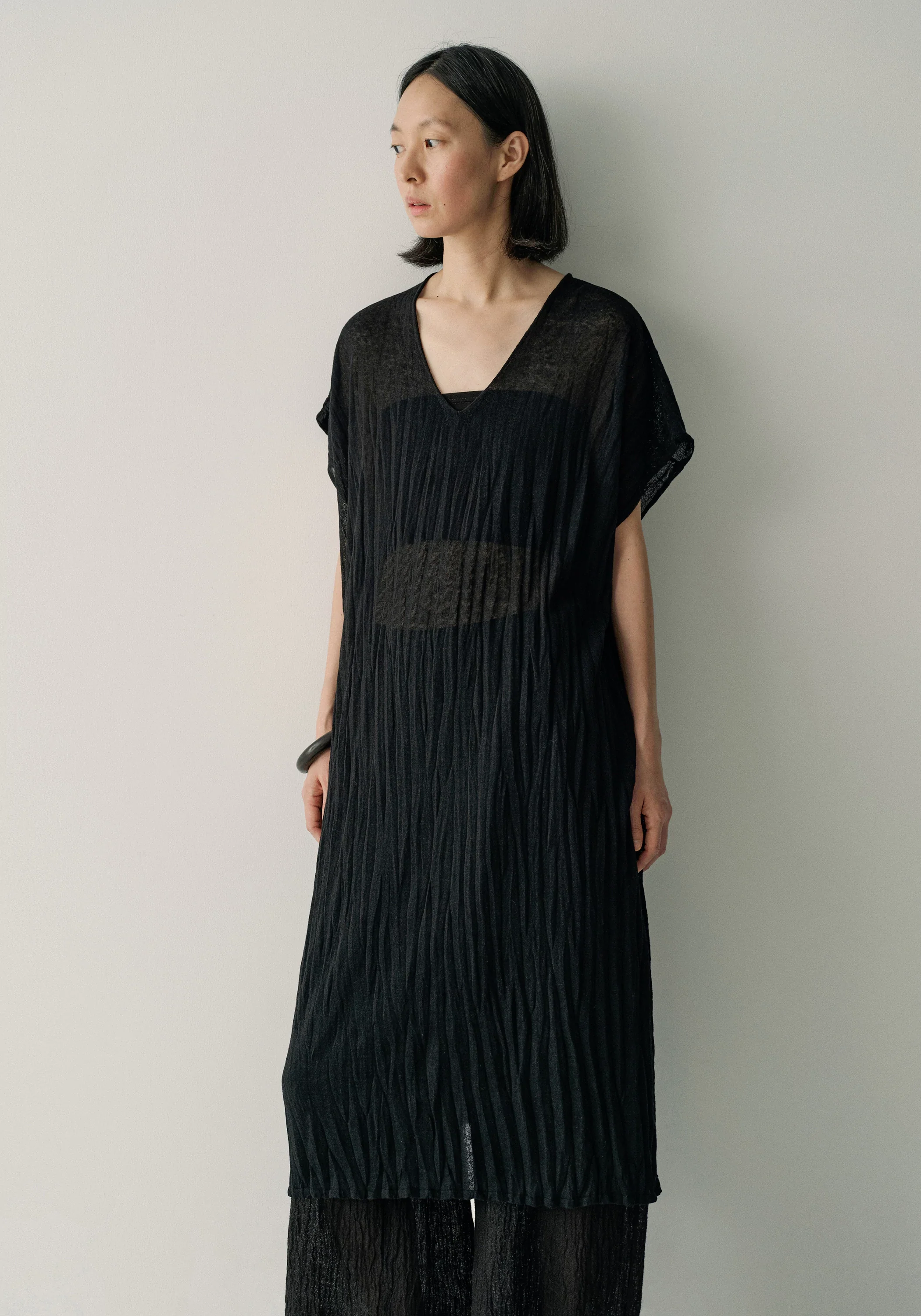 Pleated Semi-sheer Dress - Image 14