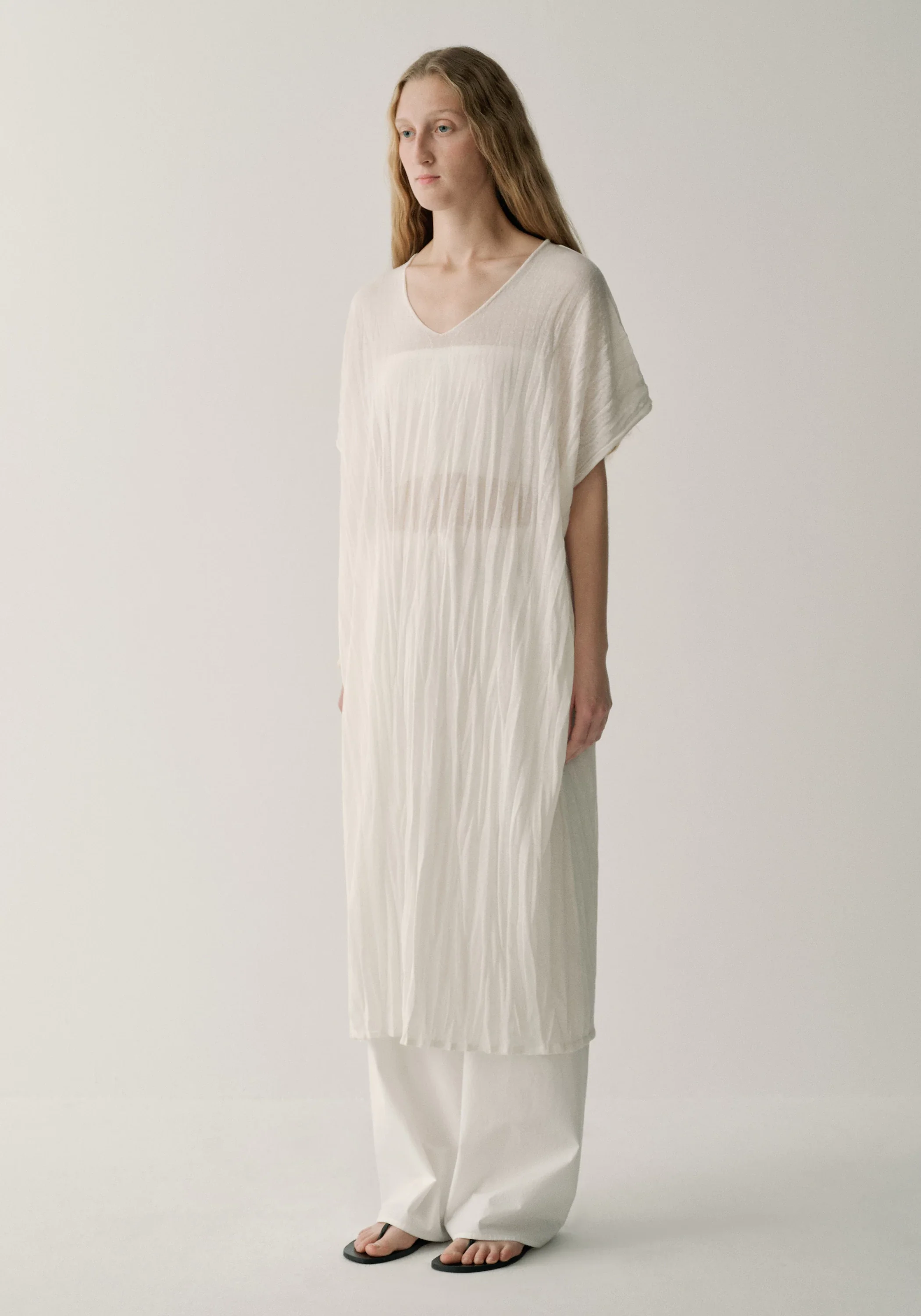 Pleated Semi-sheer Dress - Image 3