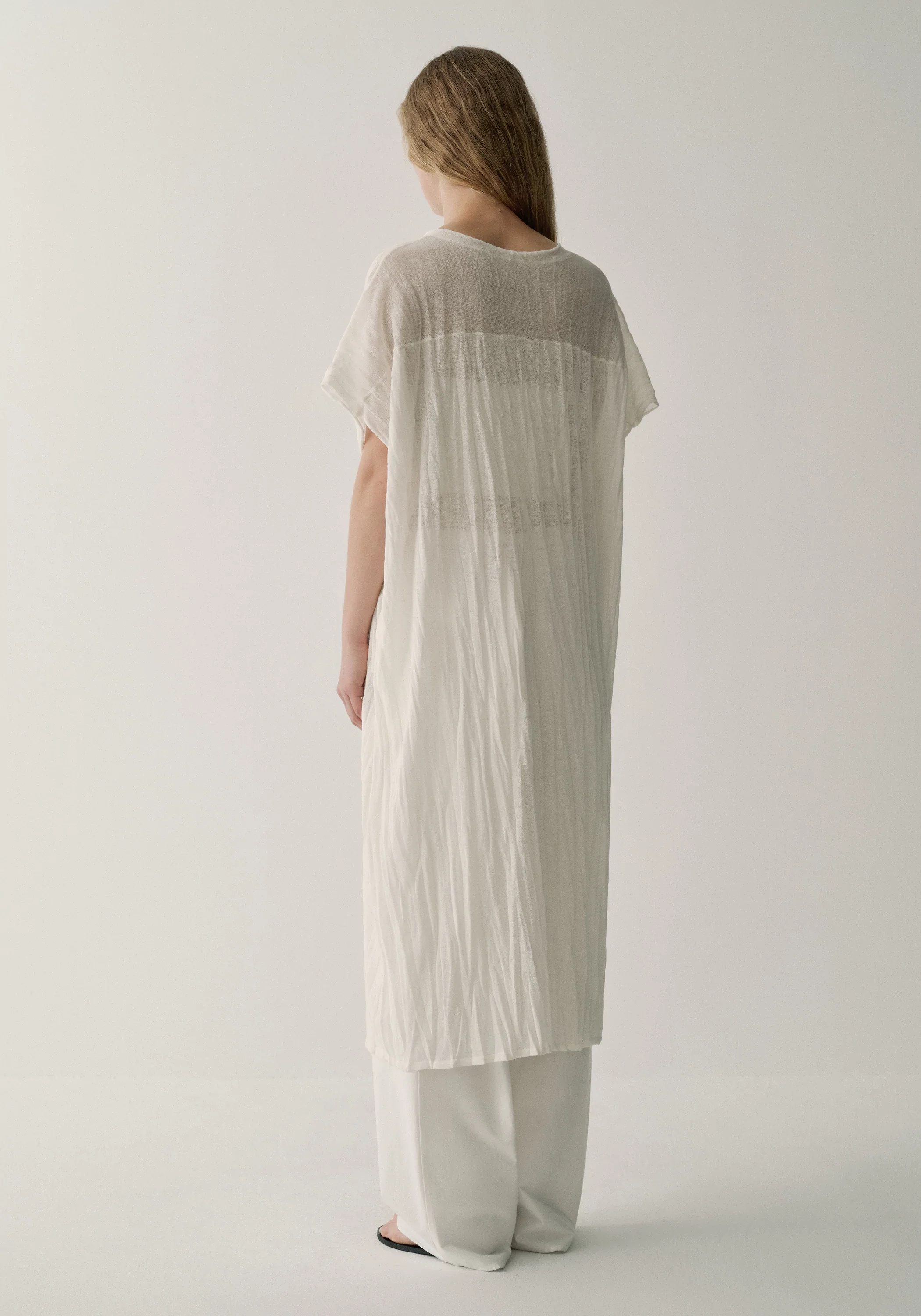 Pleated Semi-sheer Dress - Image 4