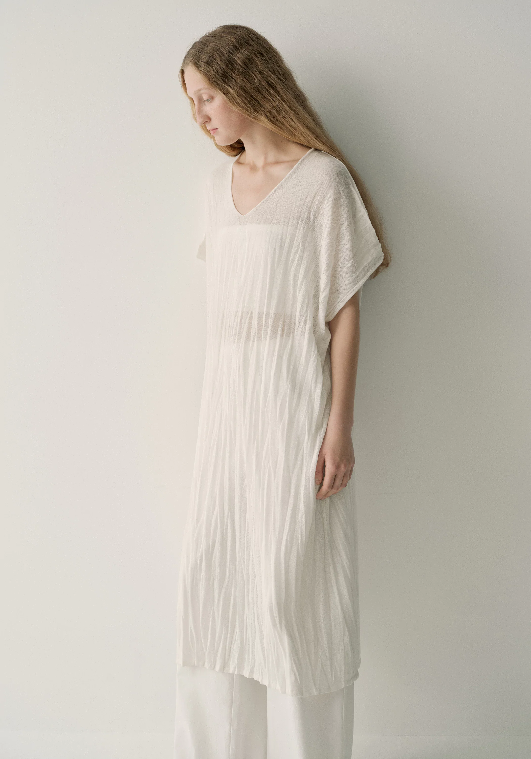 Pleated Semi-sheer Dress - Image 6