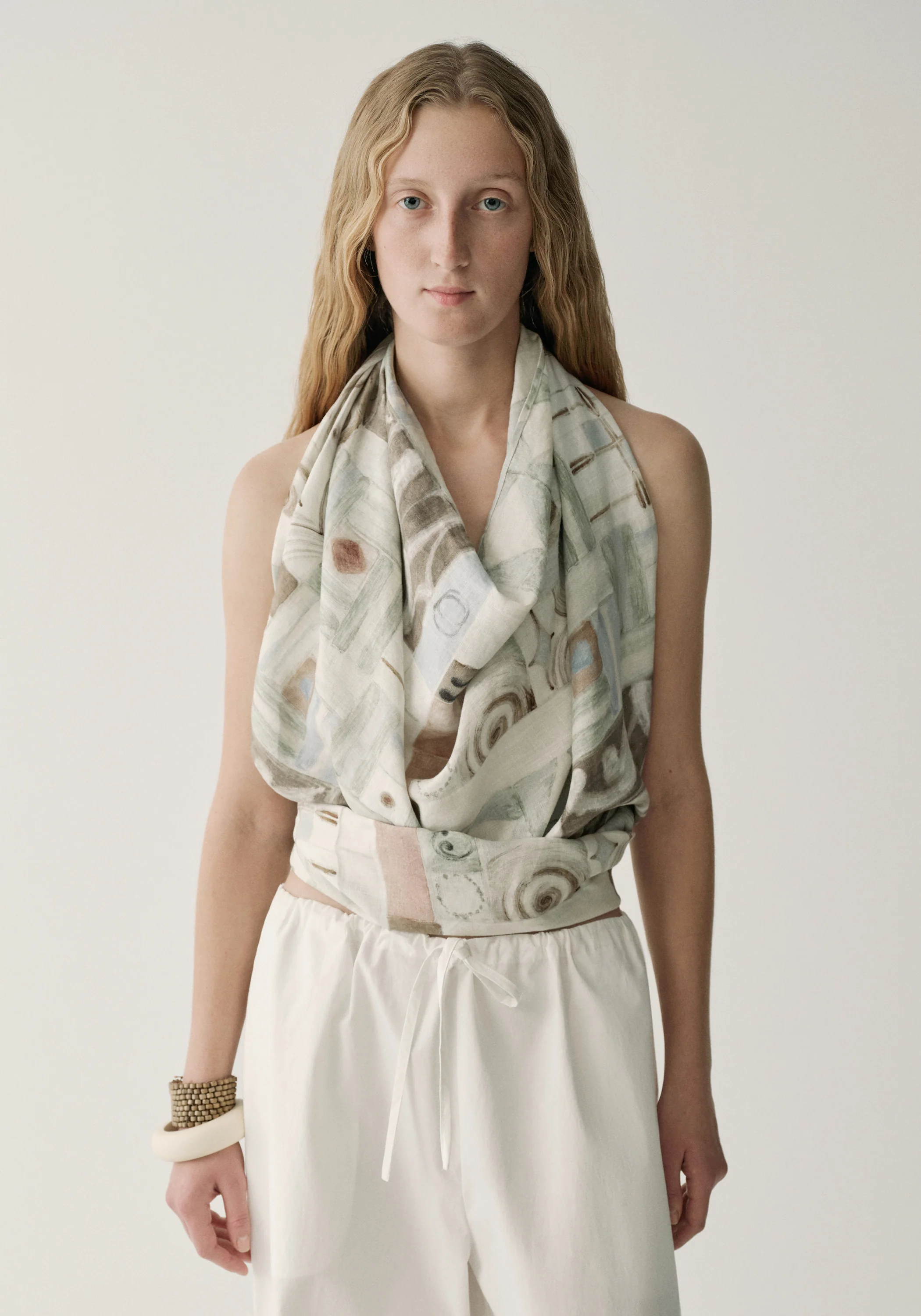 Patterned Linen Scarf - Image 10