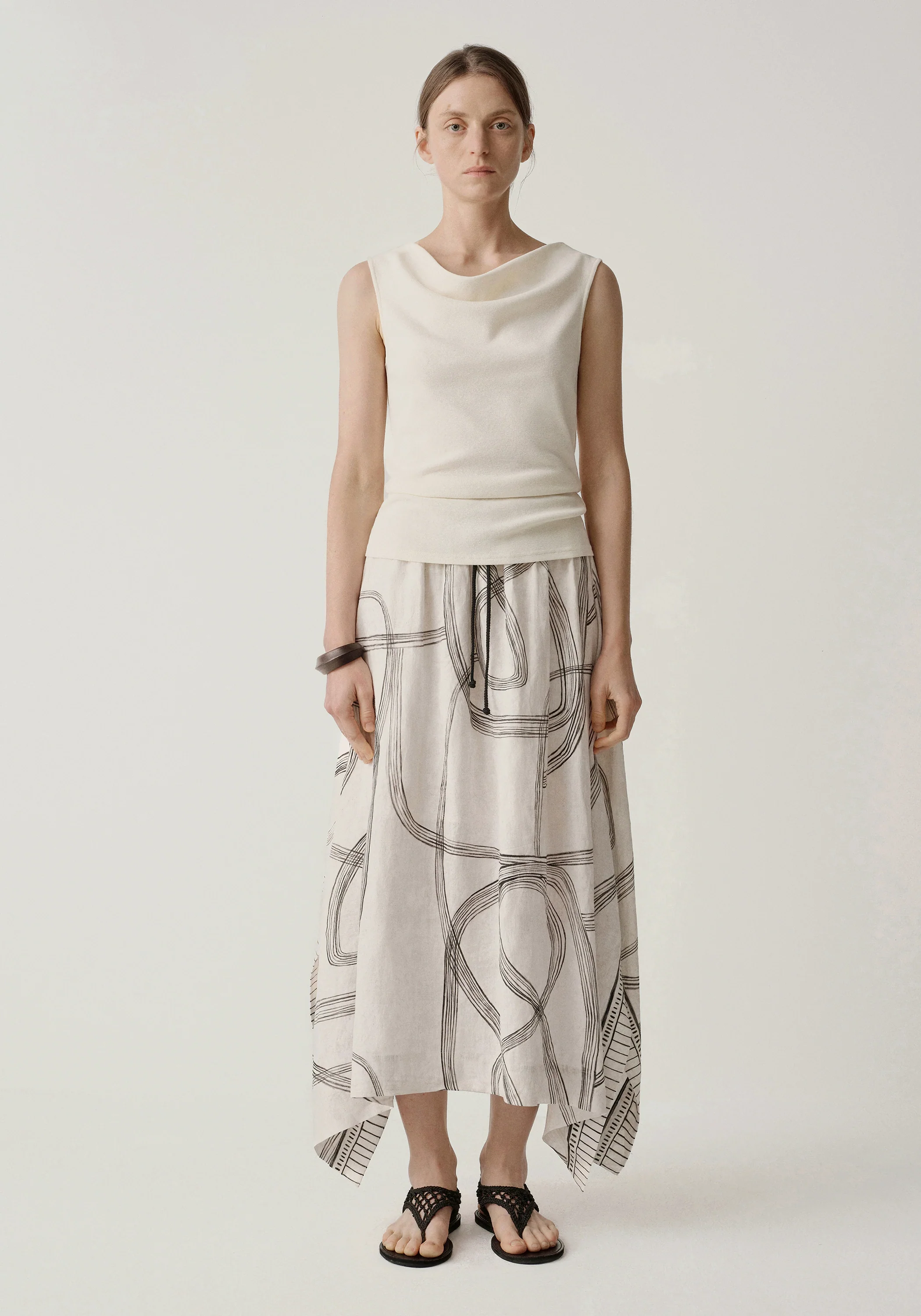 Print Linen Skirt
