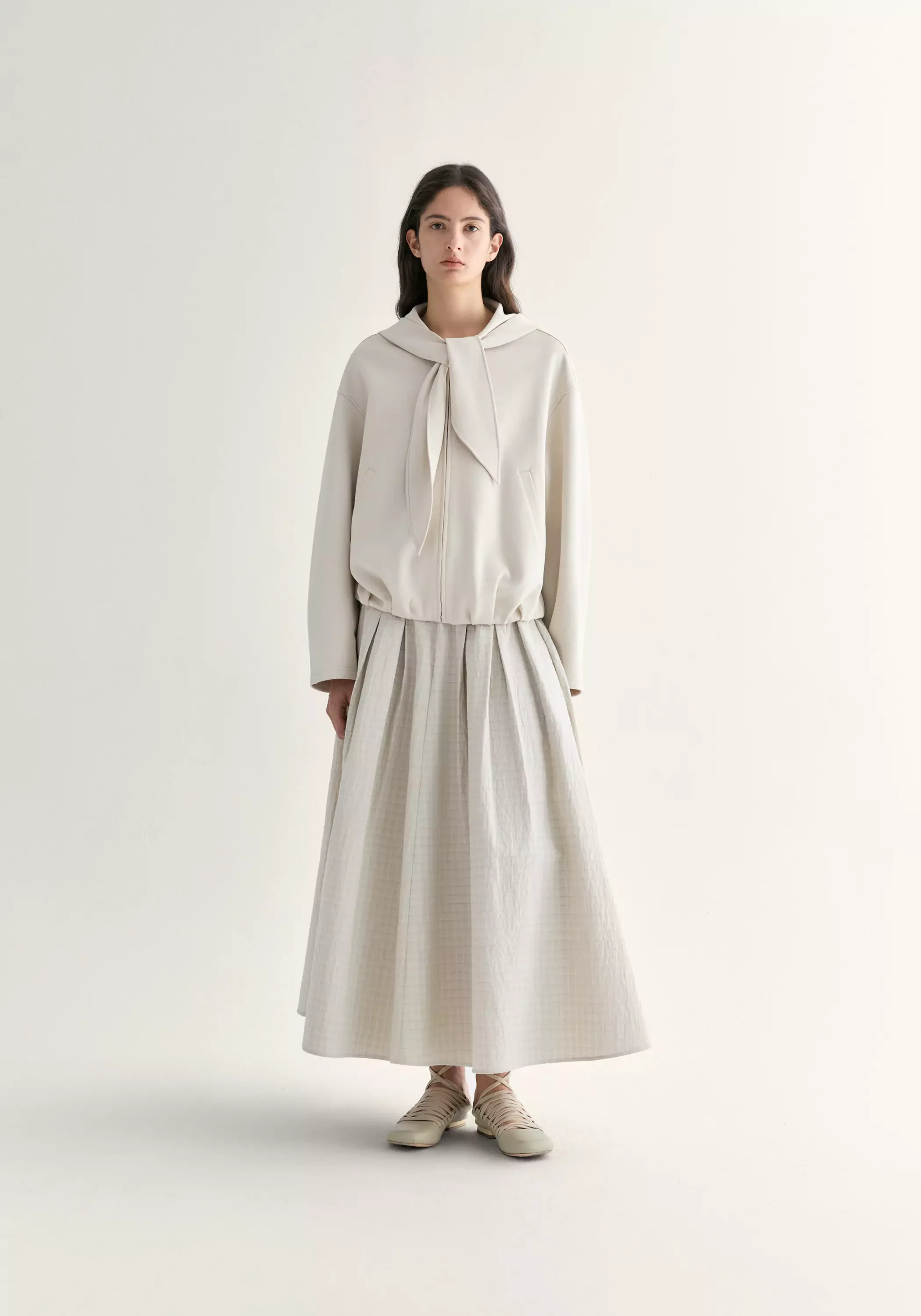 Gathered A-line Check Skirt - Image 2