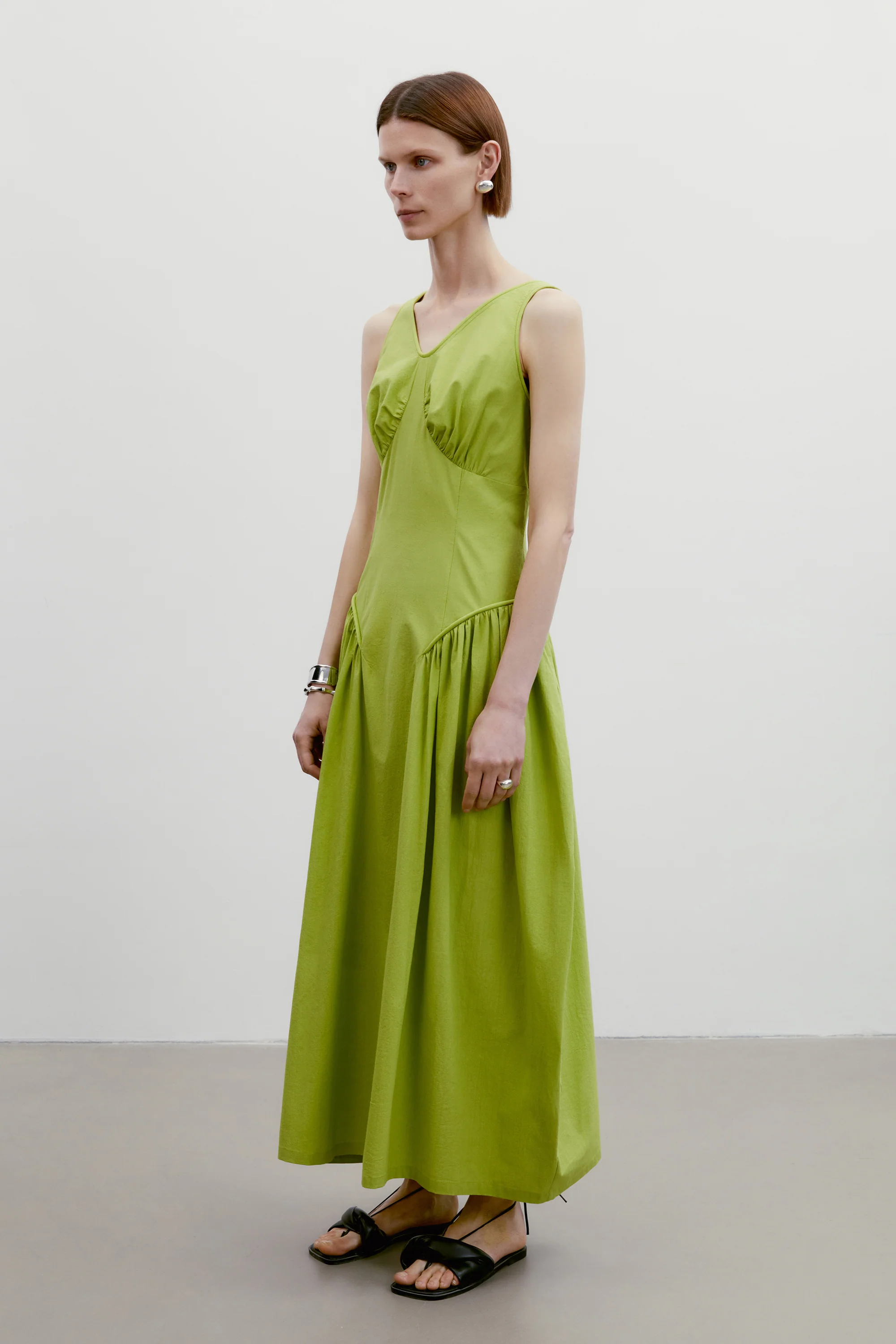 Gathered Backless Cotton Dress - Image 10