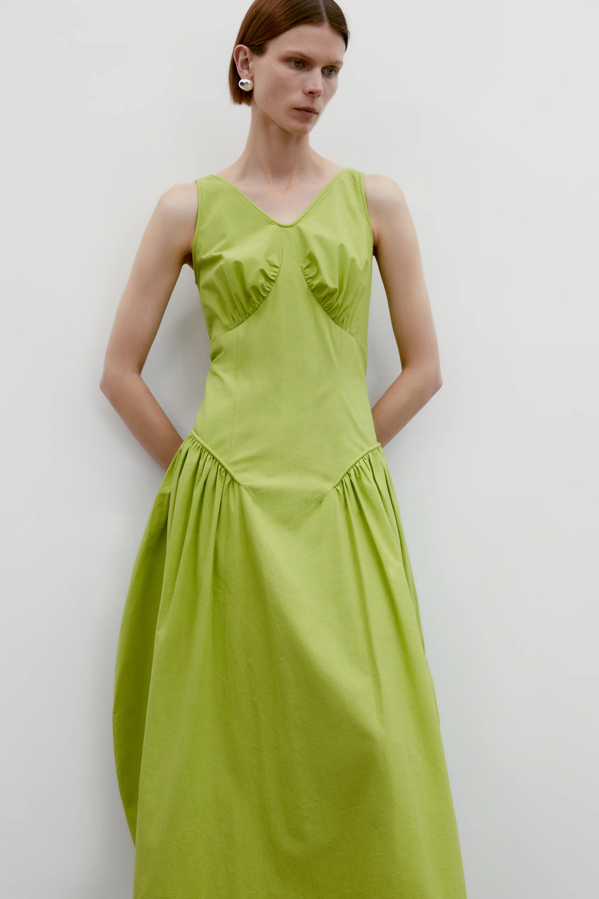 Gathered Backless Cotton Dress - Image 11